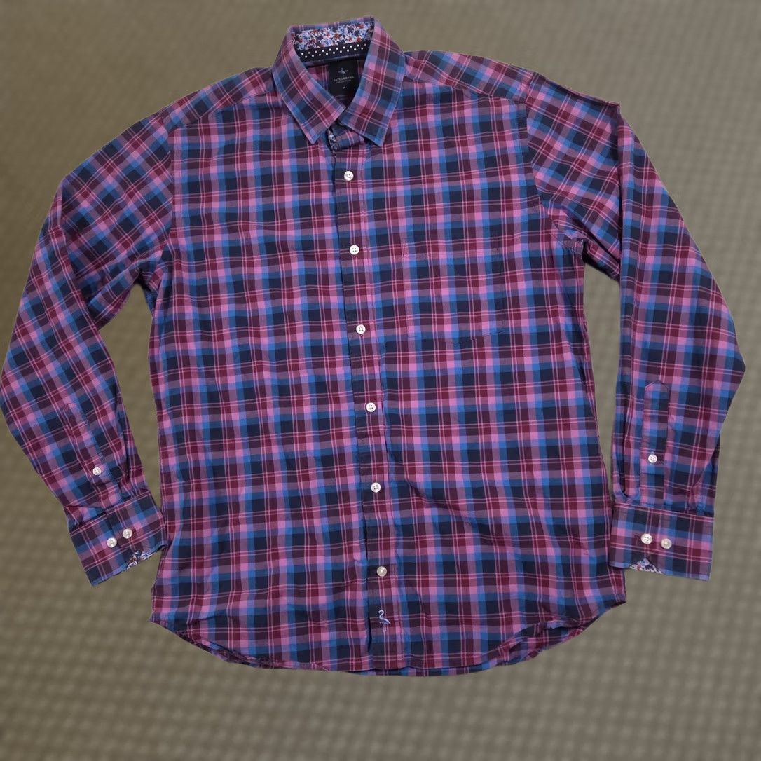 Tailorbyrd TAILORBYRD Shirt Mens M Blue Plaid Flamingo Button Front Long Sleeve Casual Size US M / EU 48-50 / 2 - 1 Thumbnail