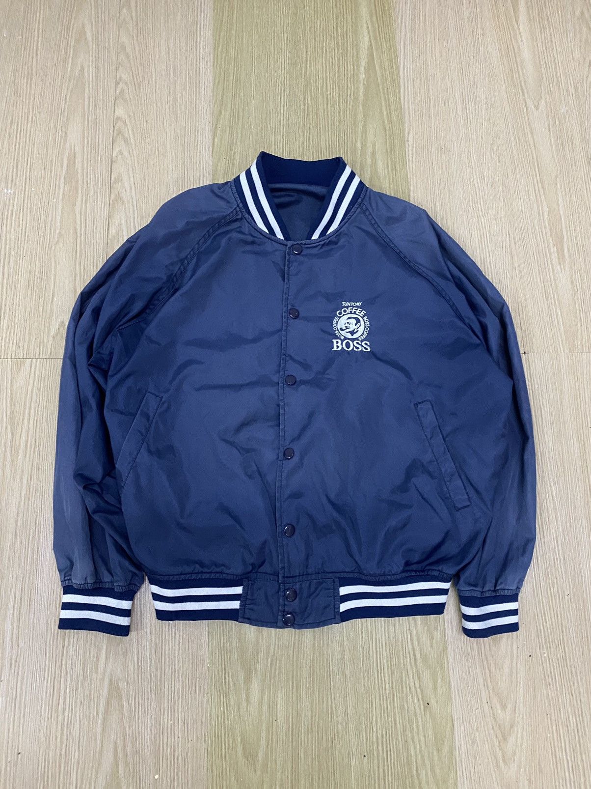 Japanese Brand × Vintage Vintage suntory boss coffee NYLON varsity jacket Size US L / EU 52-54 / 3 - 1 Thumbnail