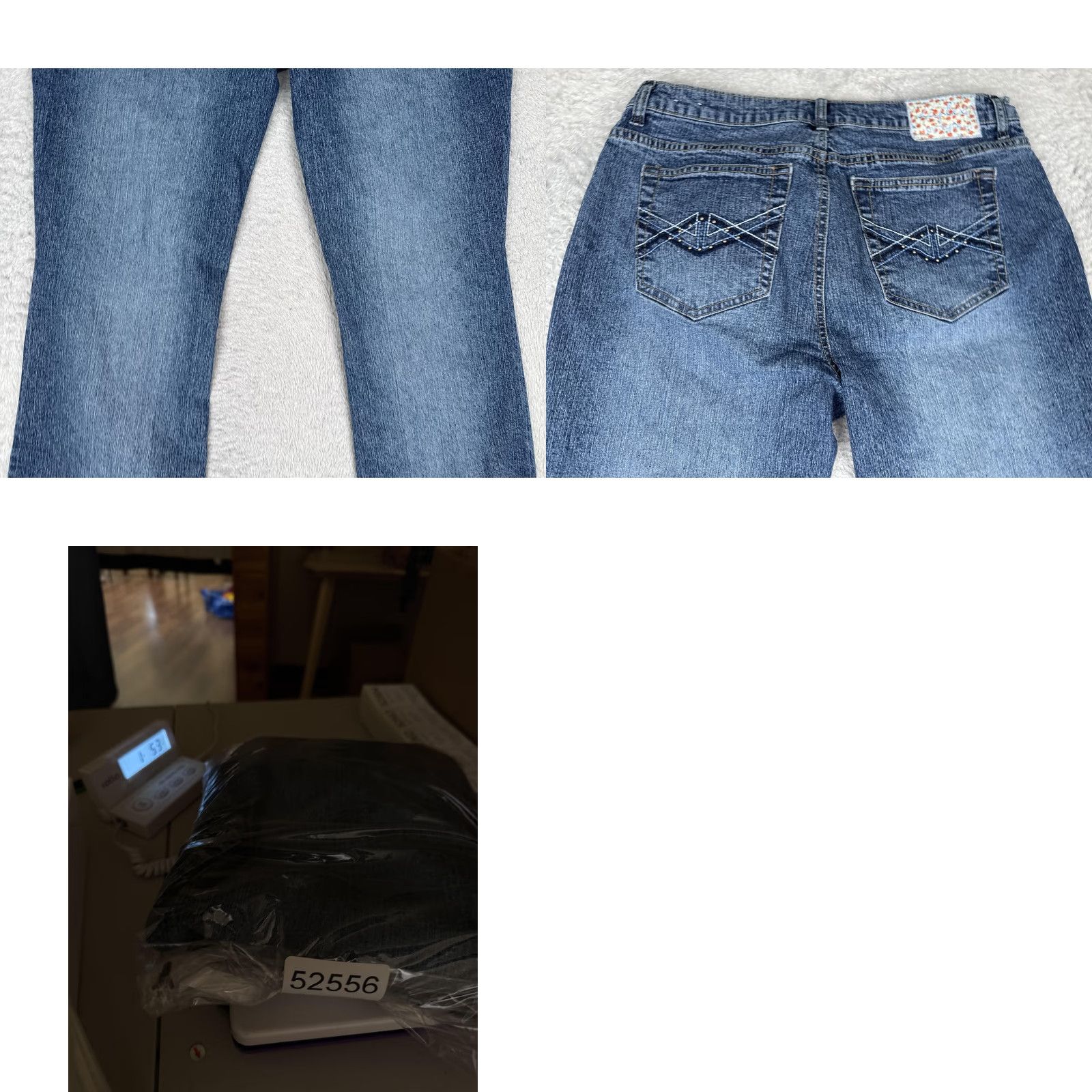 Denime Duplex Jeans Womens 14 Blue Bootcut Mid Rise Denim Embroidered Studded 31x31 Jeans Women's Blue Bootcut 31 Inseam Casual Everyday Denim Size 36" / US 14 / IT 50 - 10 Thumbnail