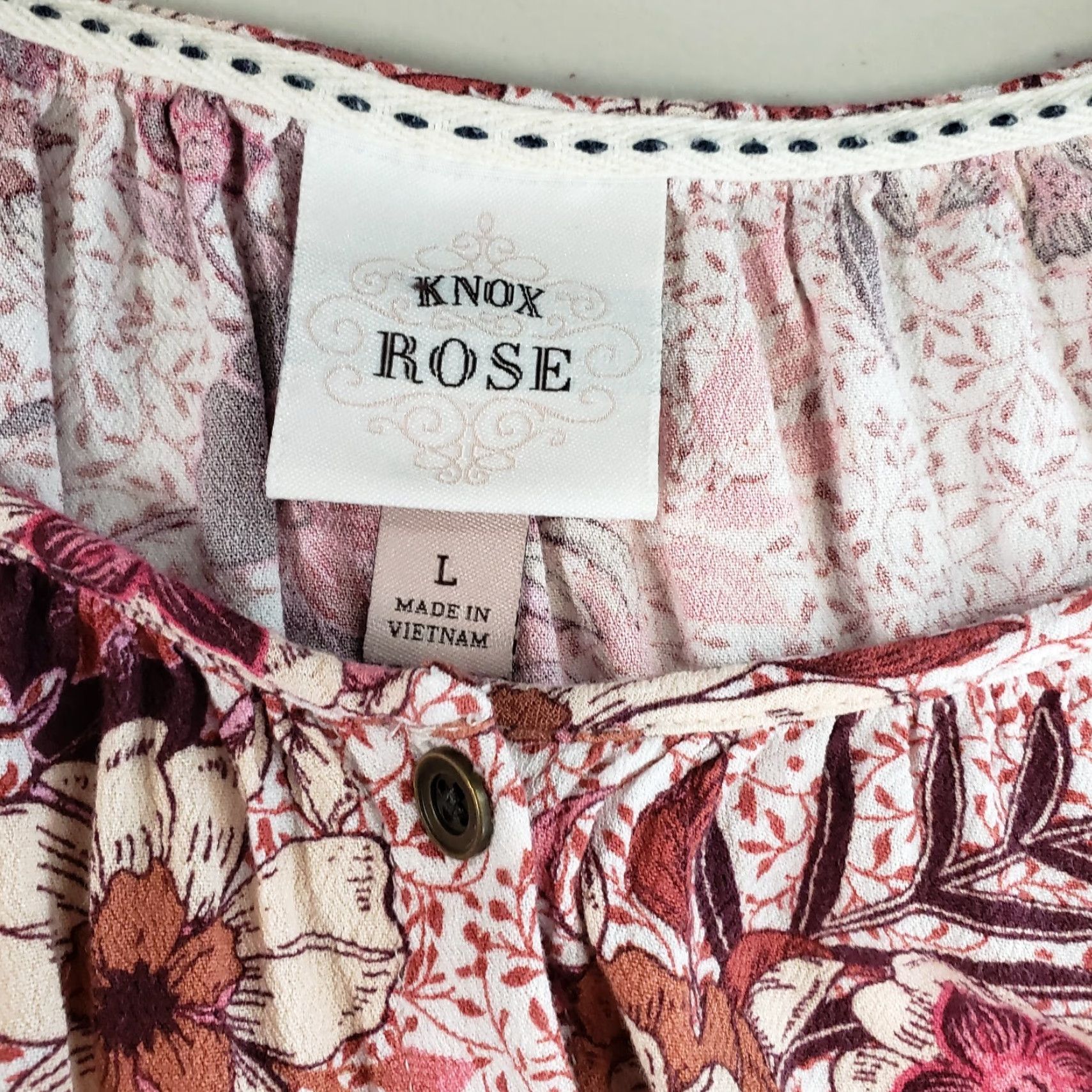 Vintage Knox Rose Womens Top L Pink Floral 3/4 Sleeve Rayon Blouse Size L / US 10 / IT 46 - 6 Thumbnail