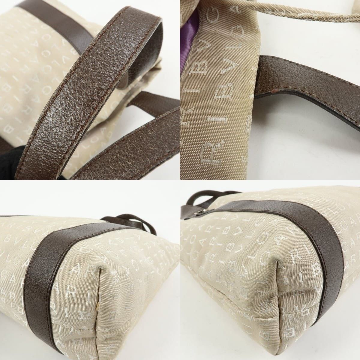 Bvlgari Bvlgari Logo Mania Canvas & Leather Tote Beige Size ONE SIZE - 4 Thumbnail