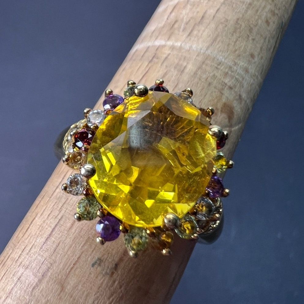 Other Yellow topaz multi stone gold over 925 ring size 8 Size ONE SIZE - 1 Thumbnail
