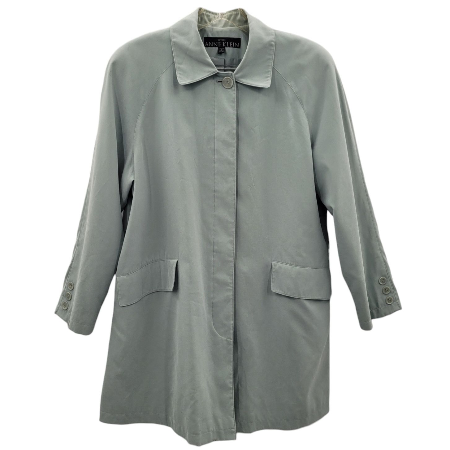 Anne Klein Vintage 90s Anne Klein Petites Blue Four Button Raincoat ...