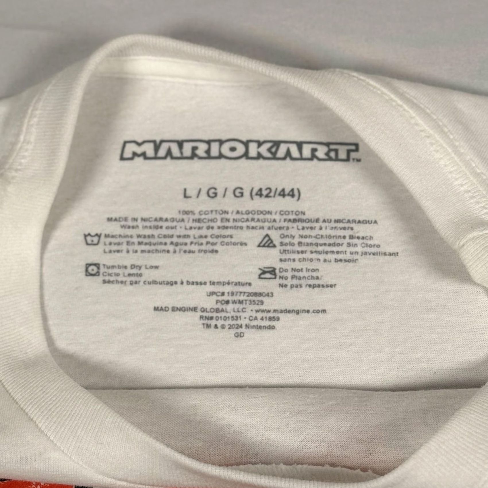 Mad Engine Mario Kart Shirt Mens Large White Graphic Tee Nintendo Mad Engine Racing Game Size US L / EU 52-54 / 3 - 3 Thumbnail