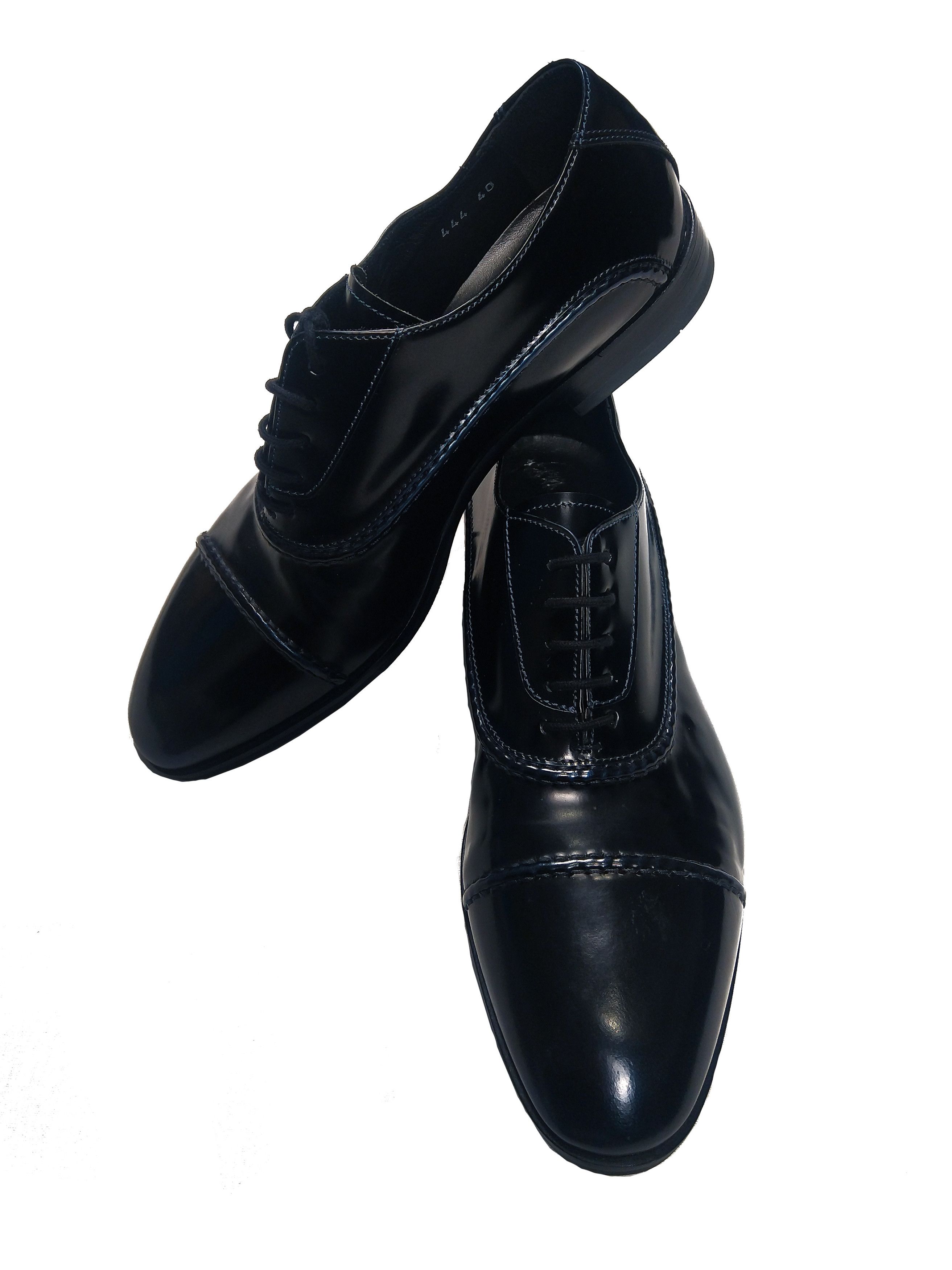Debut Debut. Italian men's leather black shoes with blue tint Size US 7.5 / EU 40-41 - 3 Thumbnail