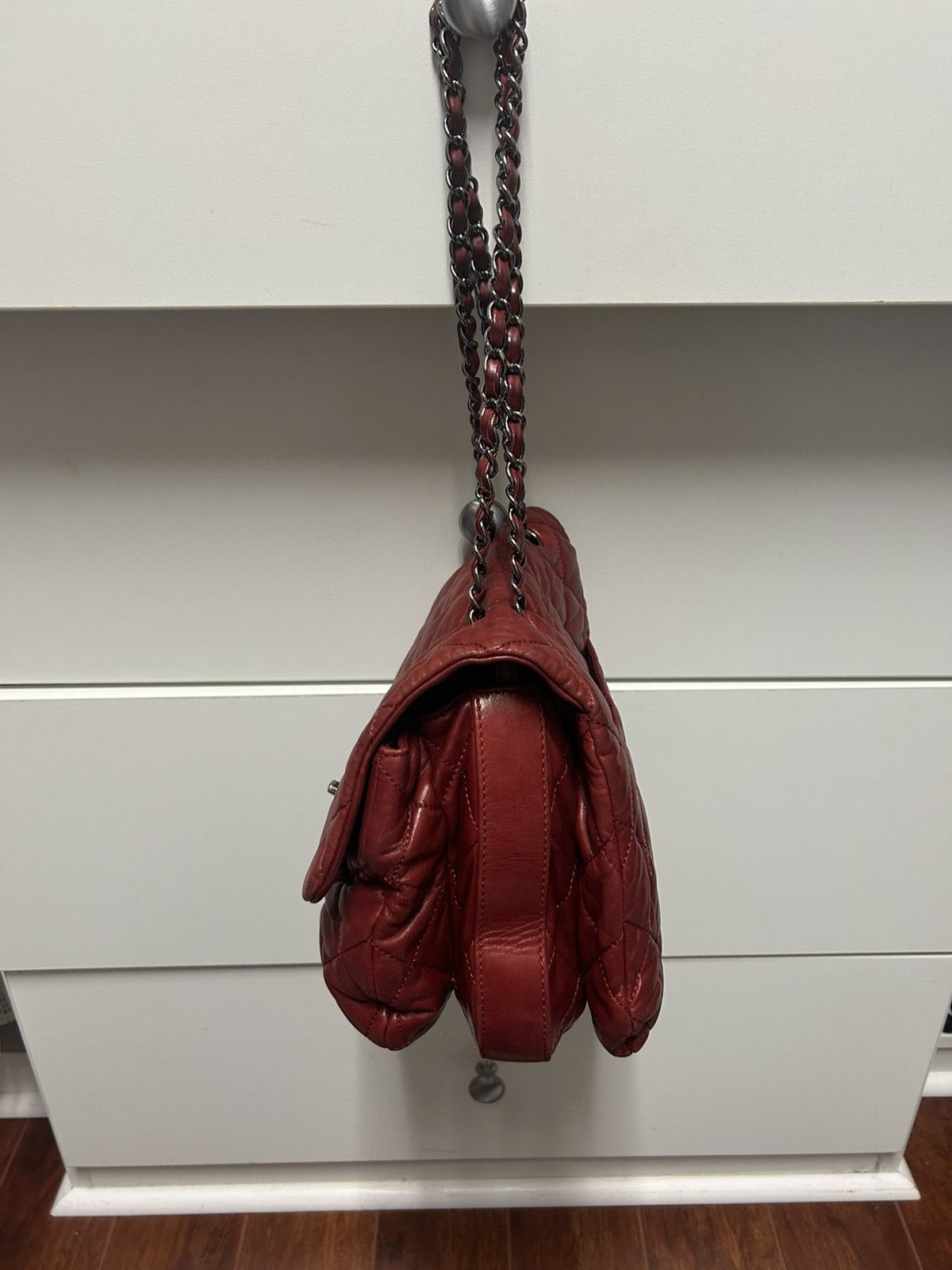 Chanel CHANEL ACCORDION FLAP BAG Burgundy In Quilted Leather Size ONE SIZE - 18 Thumbnail