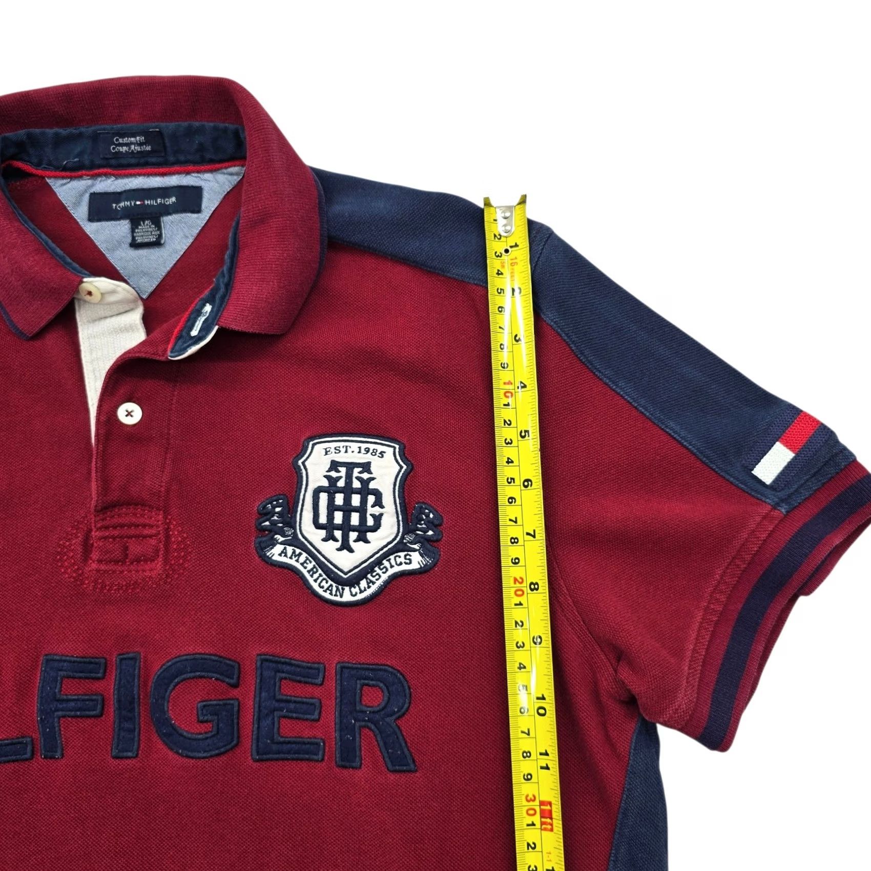 Tommy Hilfiger Tommy Hilfiger Men’s L Burgundy/Navy Colorblock Polo Cotton L/G Shirt Size US L / EU 52-54 / 3 - 5 Thumbnail