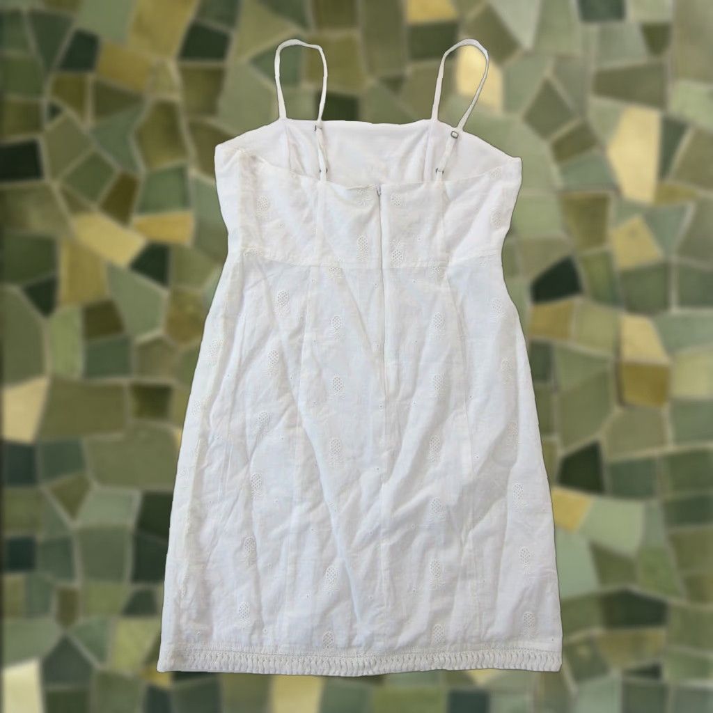 Vintage NWT Japna 100% Cotton White Embroidered Pineapple Tank Dress Midi Slip Tank Dress White Embroidered Japna Women Medium Size M / US 6-8 / IT 42-44 - 1 Thumbnail