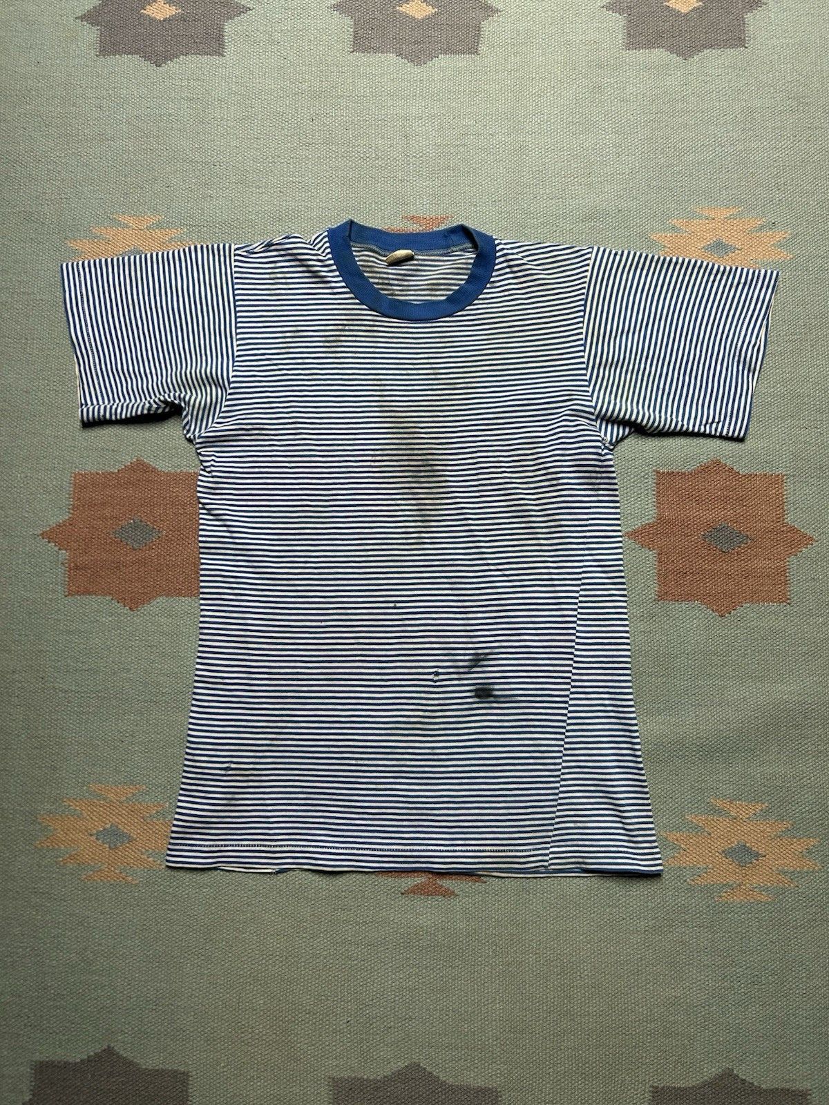 60s striped t shirt Penneys Towncraft distress grunge soft S