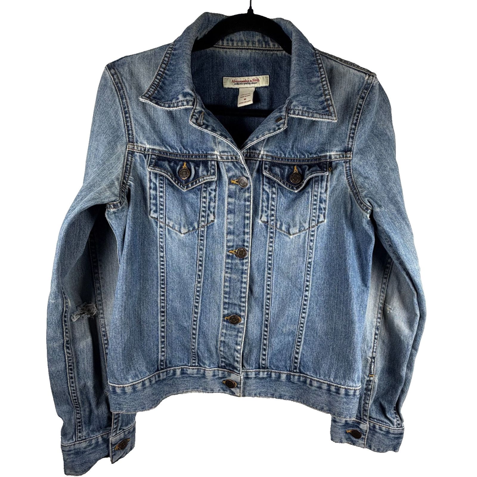Abercrombie & Fitch Abercrombie Denim Jacket Womens M Cropped Distressed Size M / US 6-8 / IT 42-44 - 1 Thumbnail