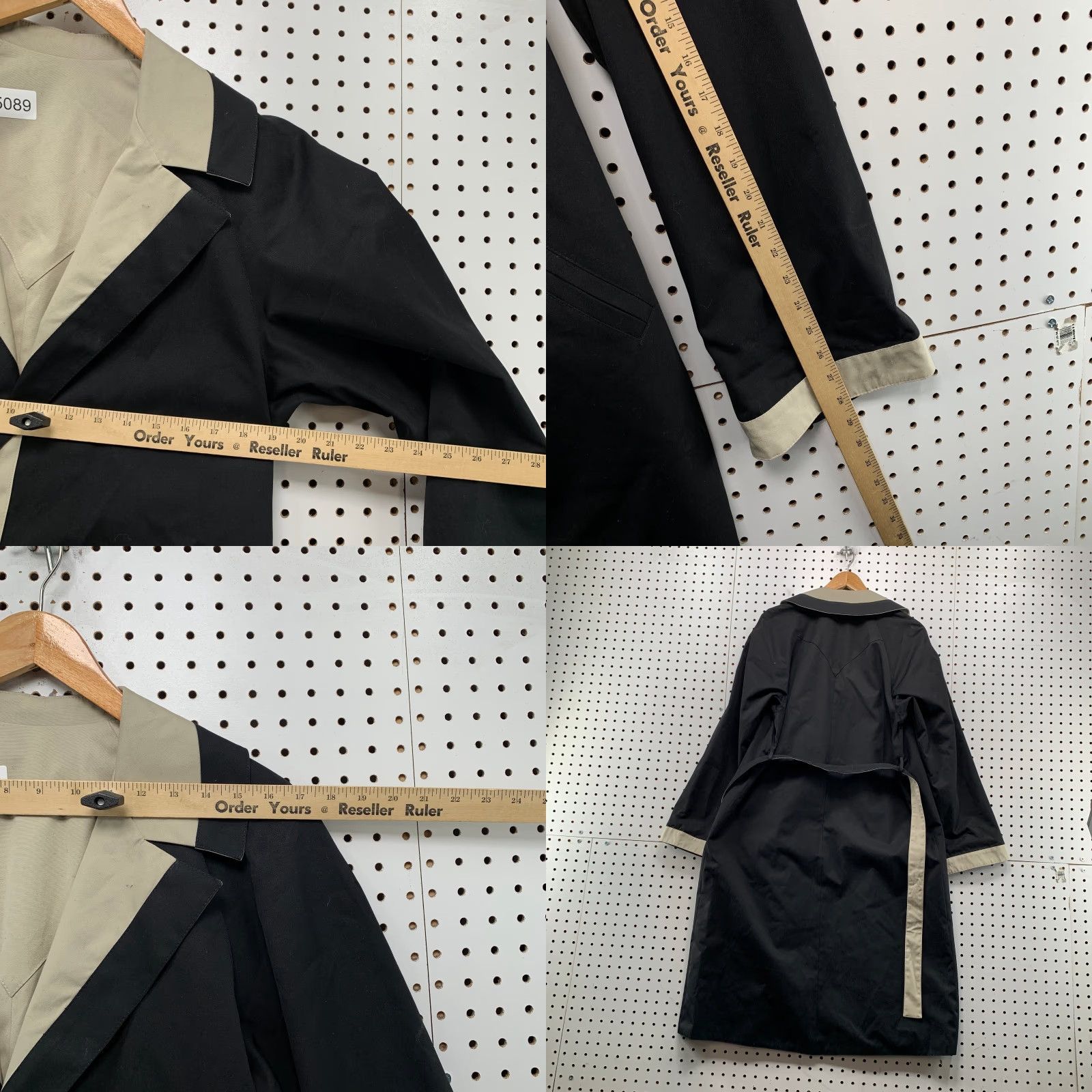 Rains VINTAGE Rain Shedder Trench Coat Womens 11/12 Black Beige Belted Size XL / US 12-14 / IT 48-50 - 9 Thumbnail