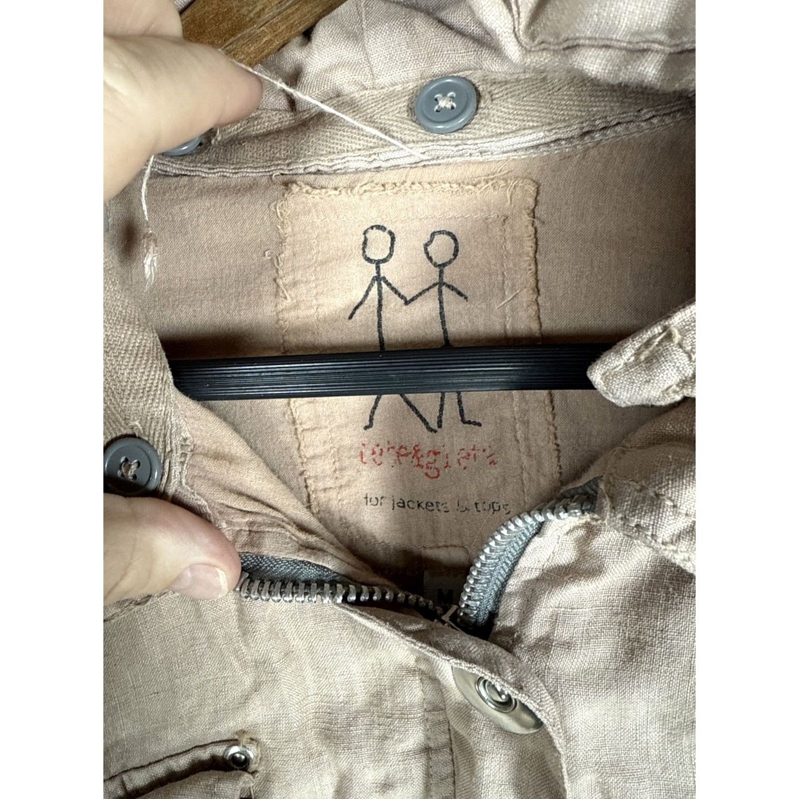 Vintage Pete & Greta LINEN Hooded Jacket Womens M Beige Full Zip Hoodie Size M / US 6-8 / IT 42-44 - 2 Thumbnail