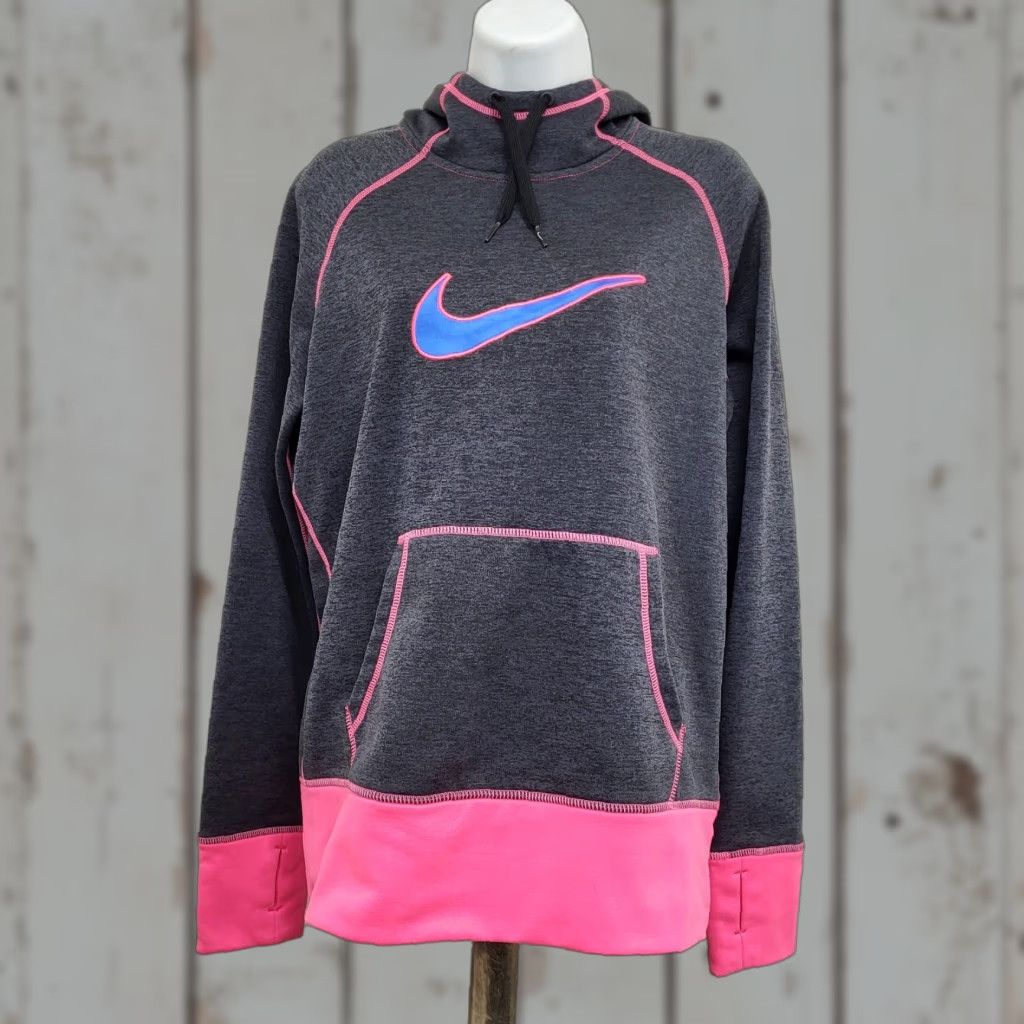 Nike Nike Hoodie Women’s Medium Grey Therma-Fit Neon Pink Long Sleeve Big Logo Size M / US 6-8 / IT 42-44 - 1 Thumbnail