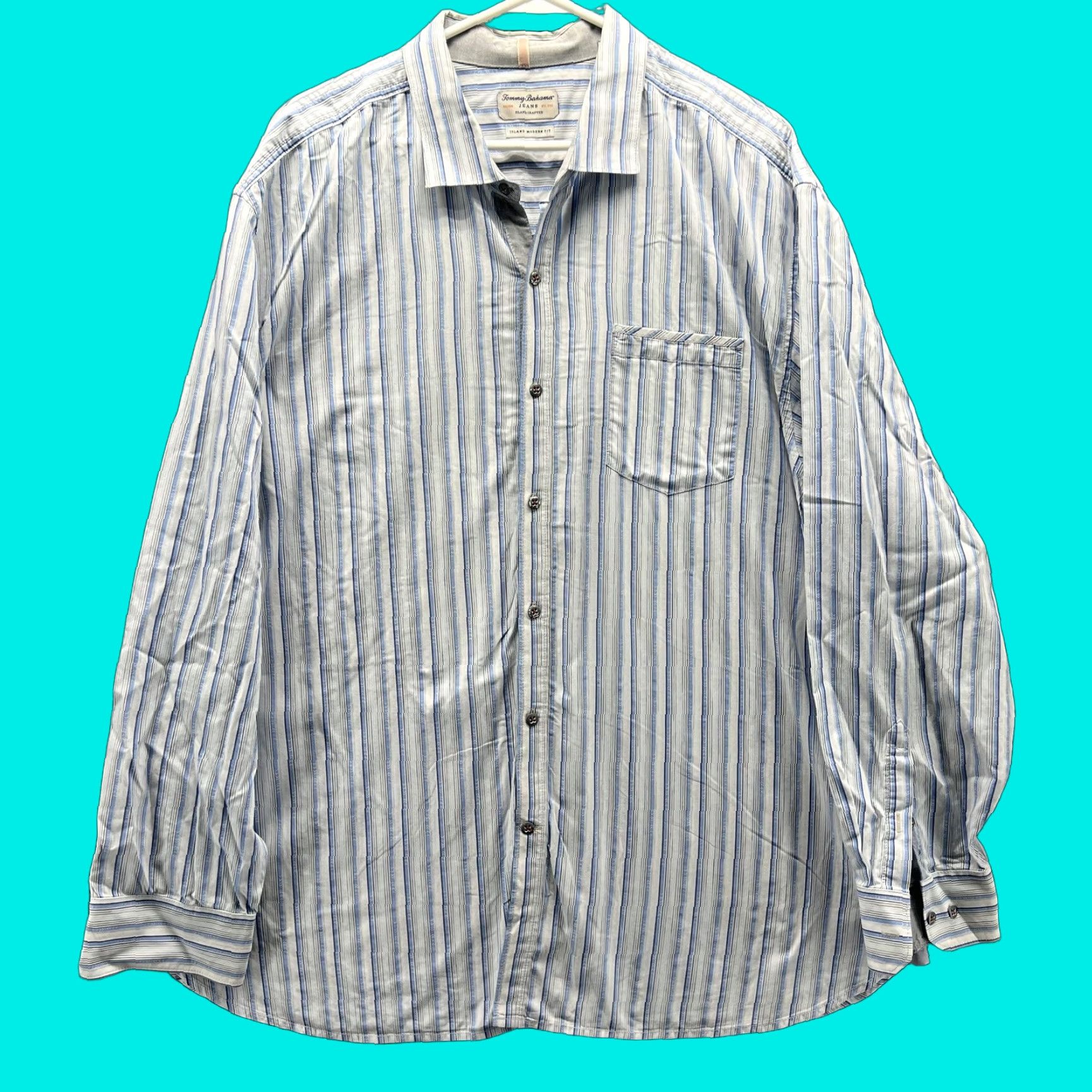 Tommy Bahama Tommy Bahama Jeans Shirt Mens 2XL Blue Stripe Long Sleeve Button Front Casual Shirt Size US XXL / EU 58 / 5 - 1 Thumbnail