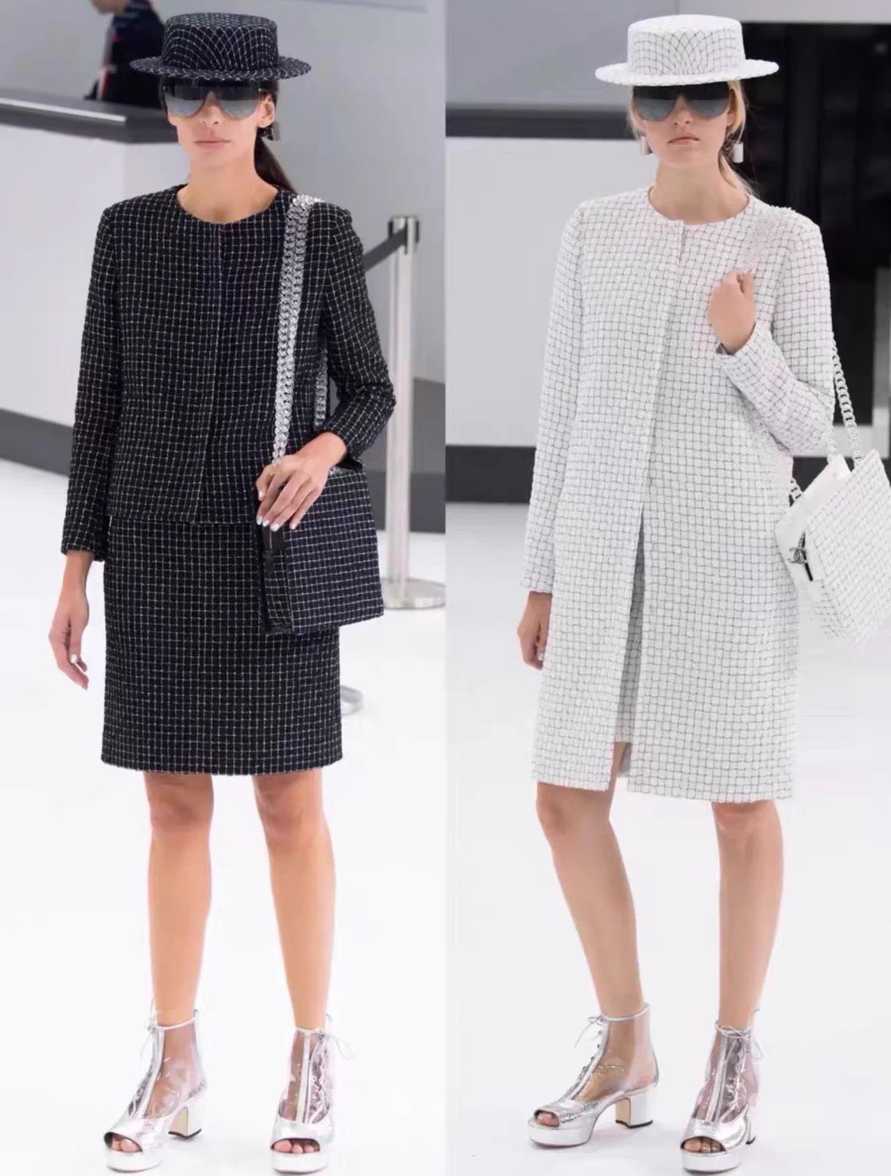 Chanel Chanel 16S B&W Check Crewneck Knit Jacket 40 Size M / US 6-8 / IT 42-44 - 2 Thumbnail