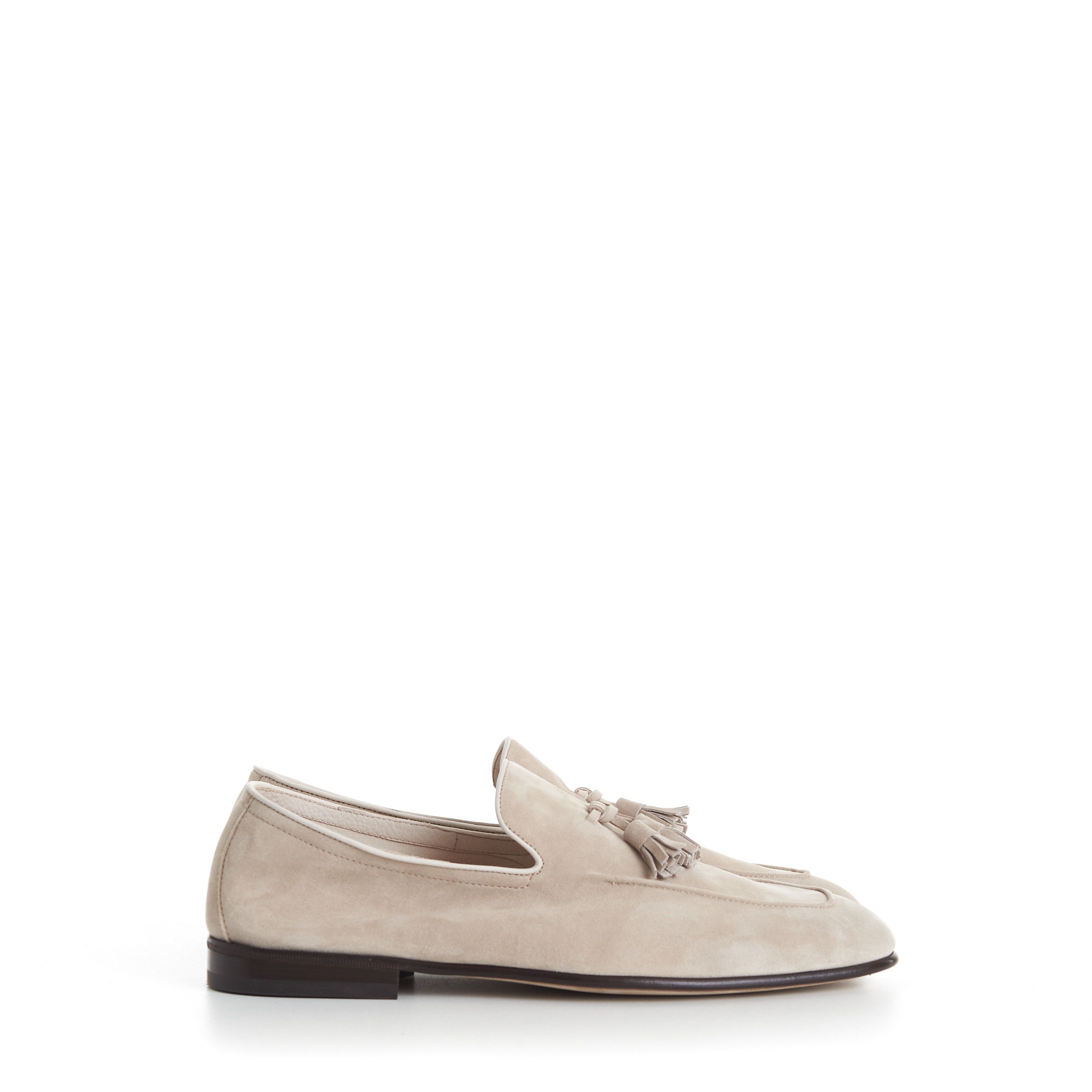 Brunello Cucinelli Sand Suede Unlined Loafers With Tassels Size US 10.5 / EU 43-44 - 2 Thumbnail
