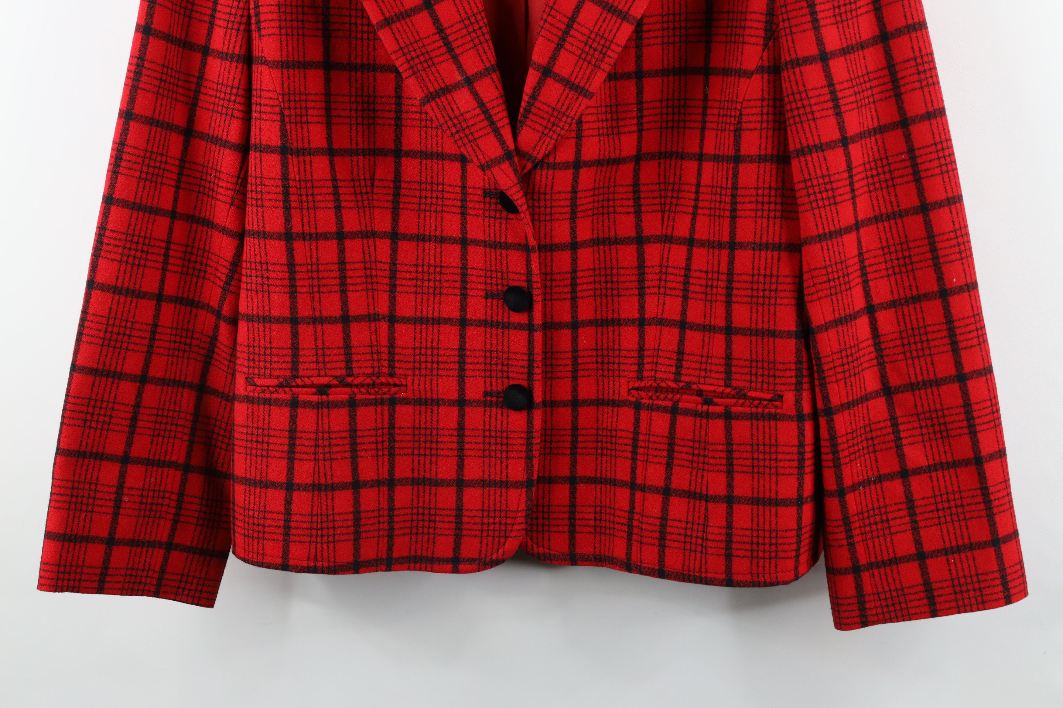 Pendleton × Vintage Vintage 90s Pendleton Wool Blazer Jacket Red Plaid USA Size XXL / US 16-18 / IT 52-54 - 3 Thumbnail