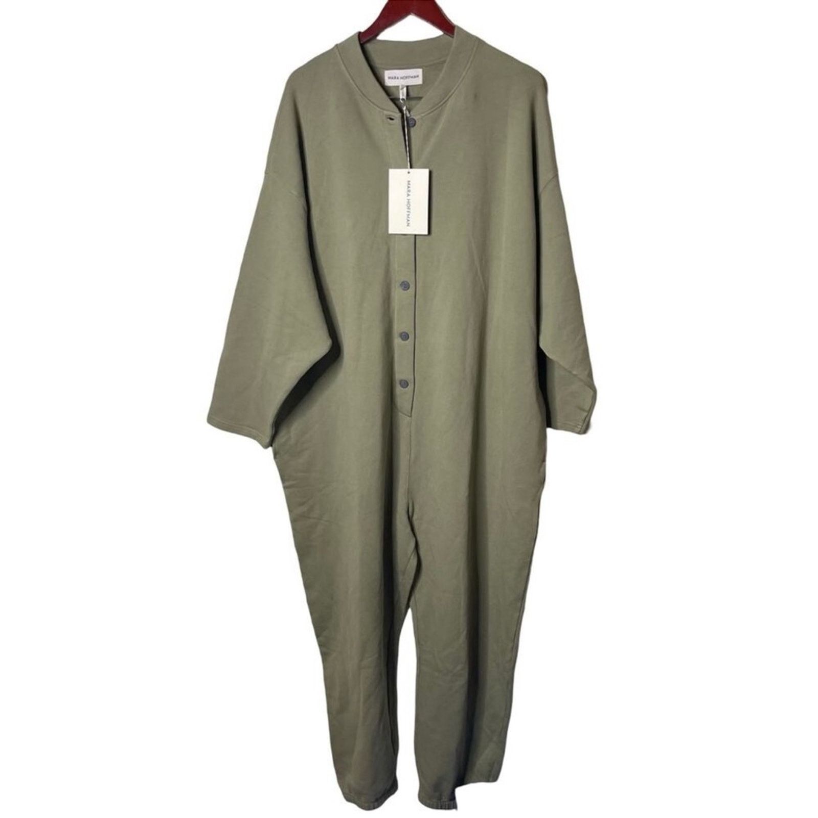 NWT MARA HOFFMAN Sabina Cotton-blend Jumpsuit In Green 3XL