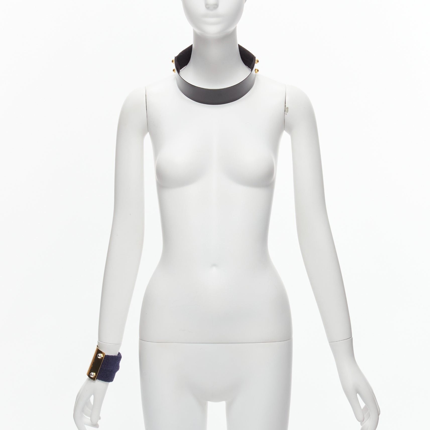 Sacai SACAI AMBUSH black gold navy metal studs terrycloth cuff XL choker set Size ONE SIZE - 1 Thumbnail