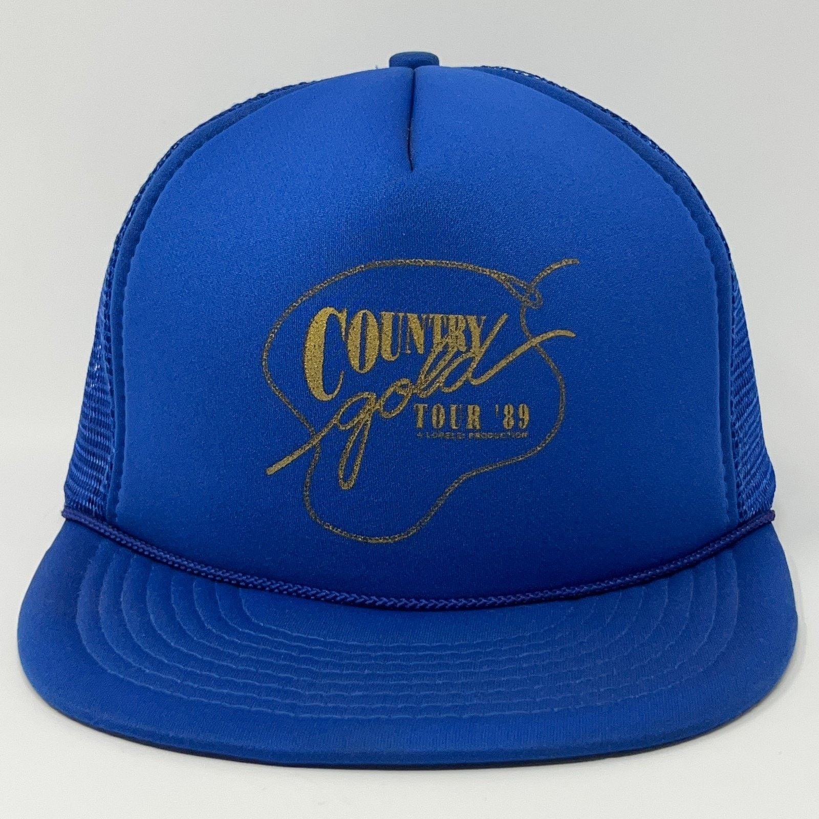 Vintage Vintage 80s Country Gold Tour Trucker Hat Baseball Cap Blue Size ONE SIZE - 1 Thumbnail