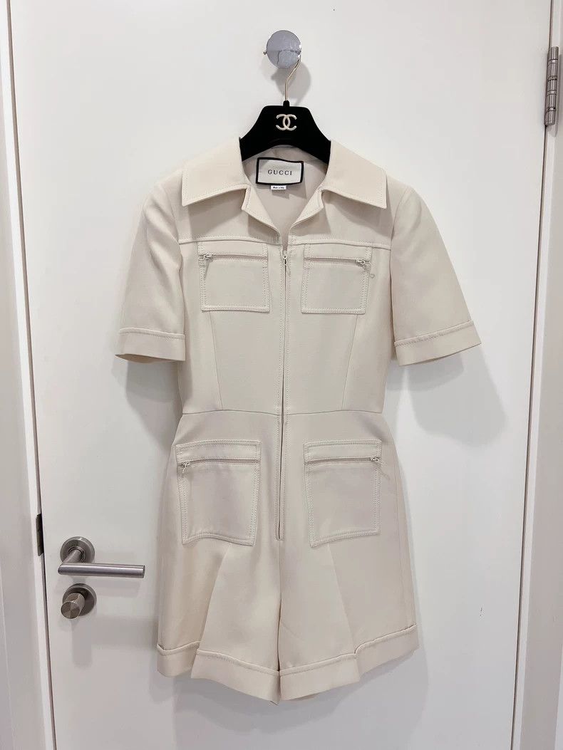 Gucci Gucci Cream-colored workwear-style jumpsuit dress 2504-Next Size XS / US 0-2 / IT 36-38 - 3 Thumbnail