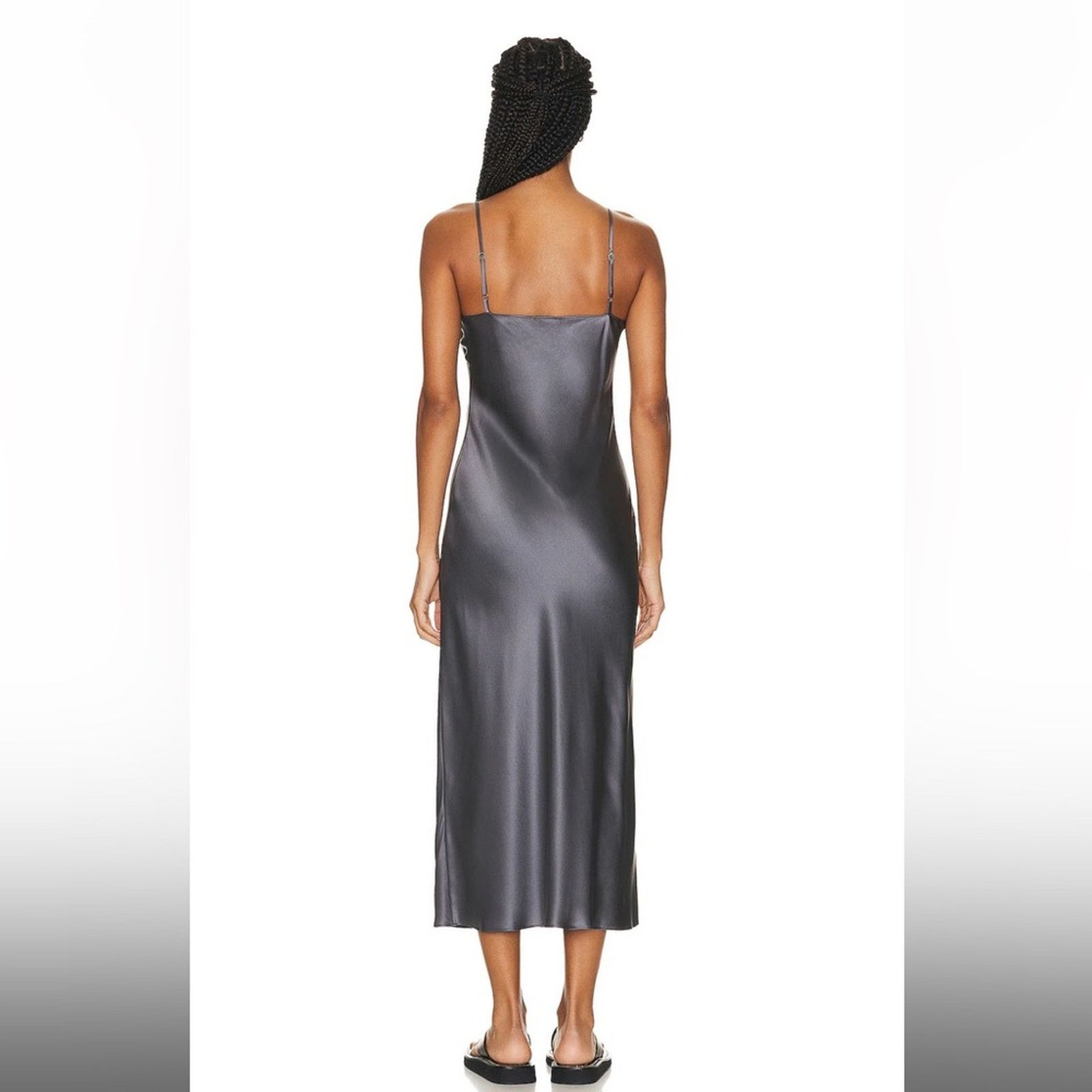 Designer SABLYN Taylor Midi Slip Silk Dress Grey XS Size XS / US 0-2 / IT 36-38 - 5 Thumbnail