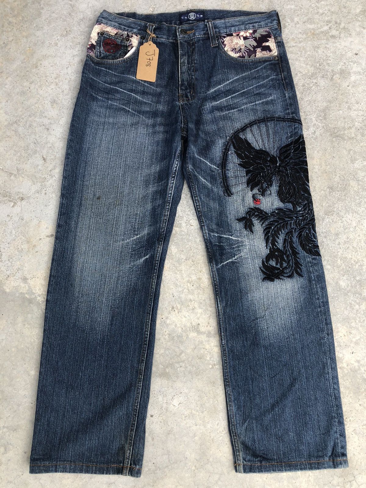 Japanese Brand Japanese Buden Embroidered Jeans Distressed Jeans Size US 33 - 1 Thumbnail