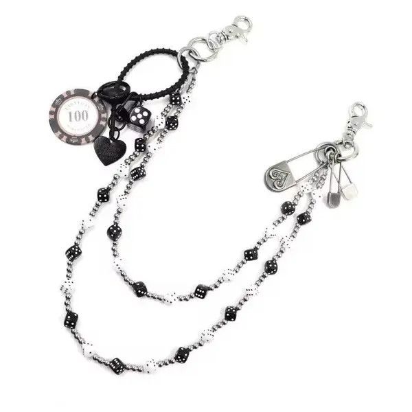 VIBE Black White lucky Dice Baccarat Pearl Pants Chain Size ONE SIZE - 2 Thumbnail