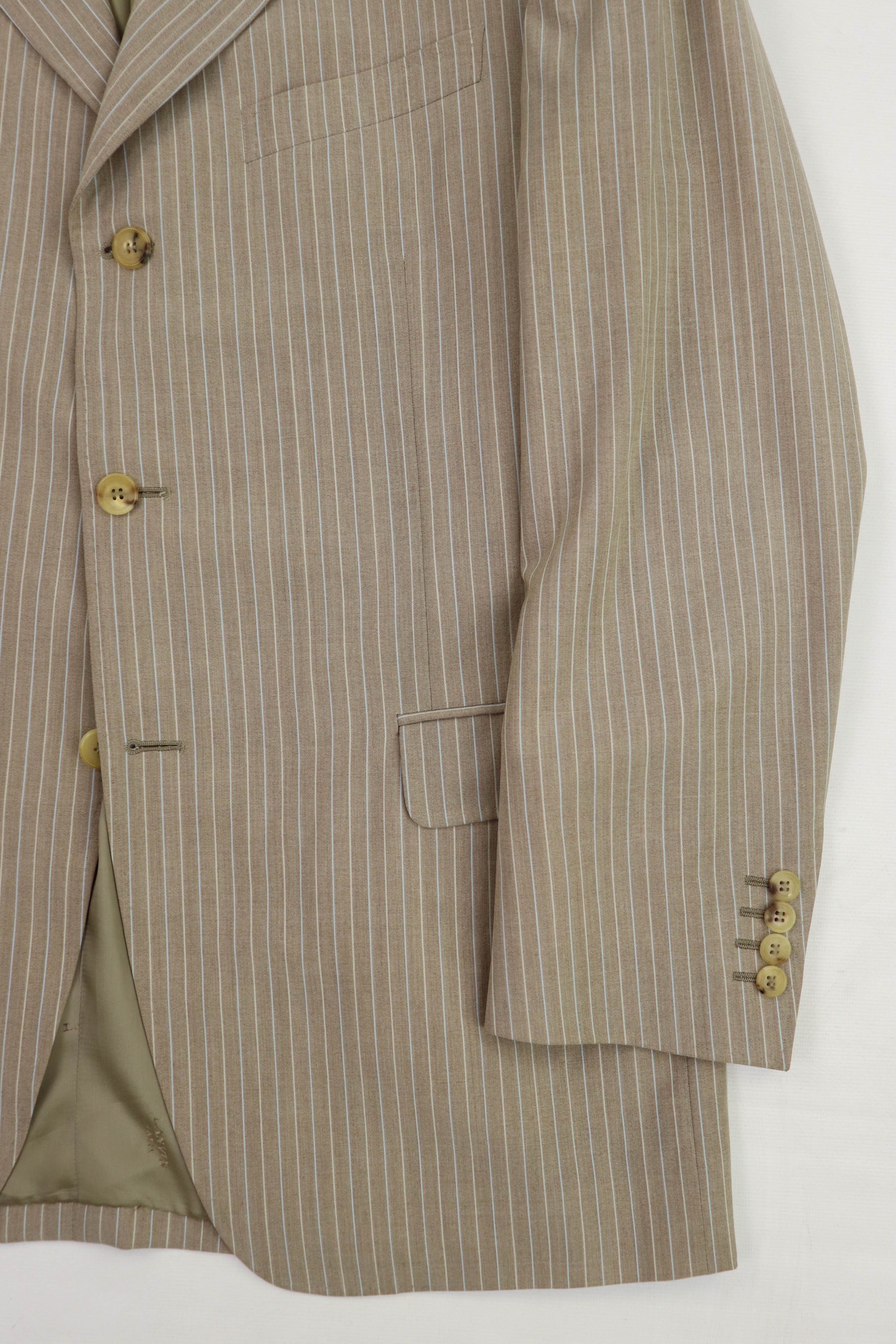 Lanvin Lanvin Paris Vintage Beige Striped Sport Coat Blazer Jacket Size 54R - 5 Thumbnail