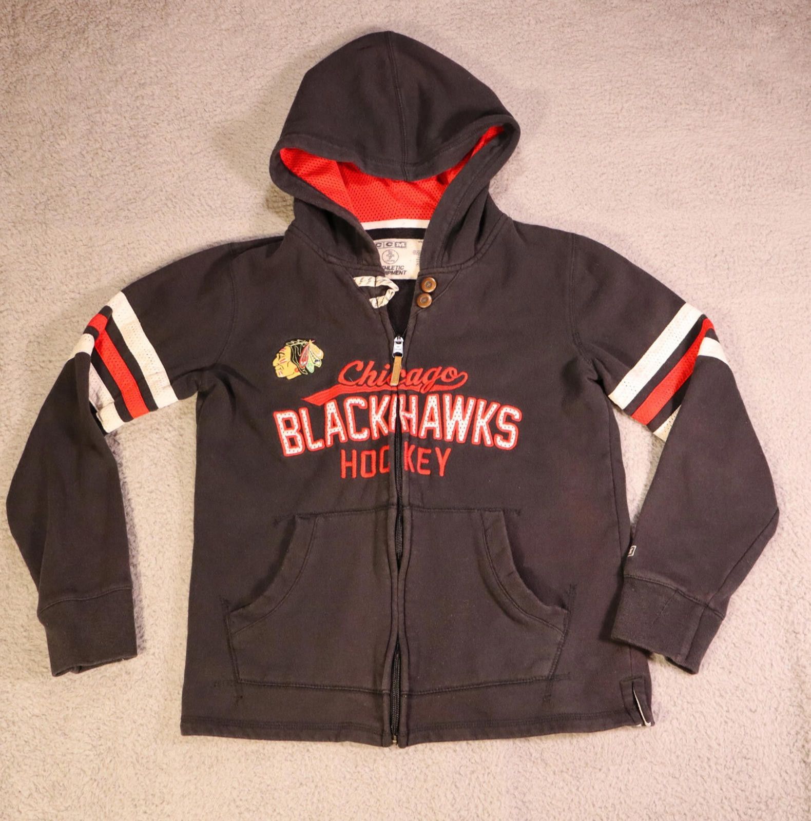 Ccm CCM Chicago Blackhawks Zip Hoodie Juniors Small vtg Size ONE SIZE - 2 Thumbnail