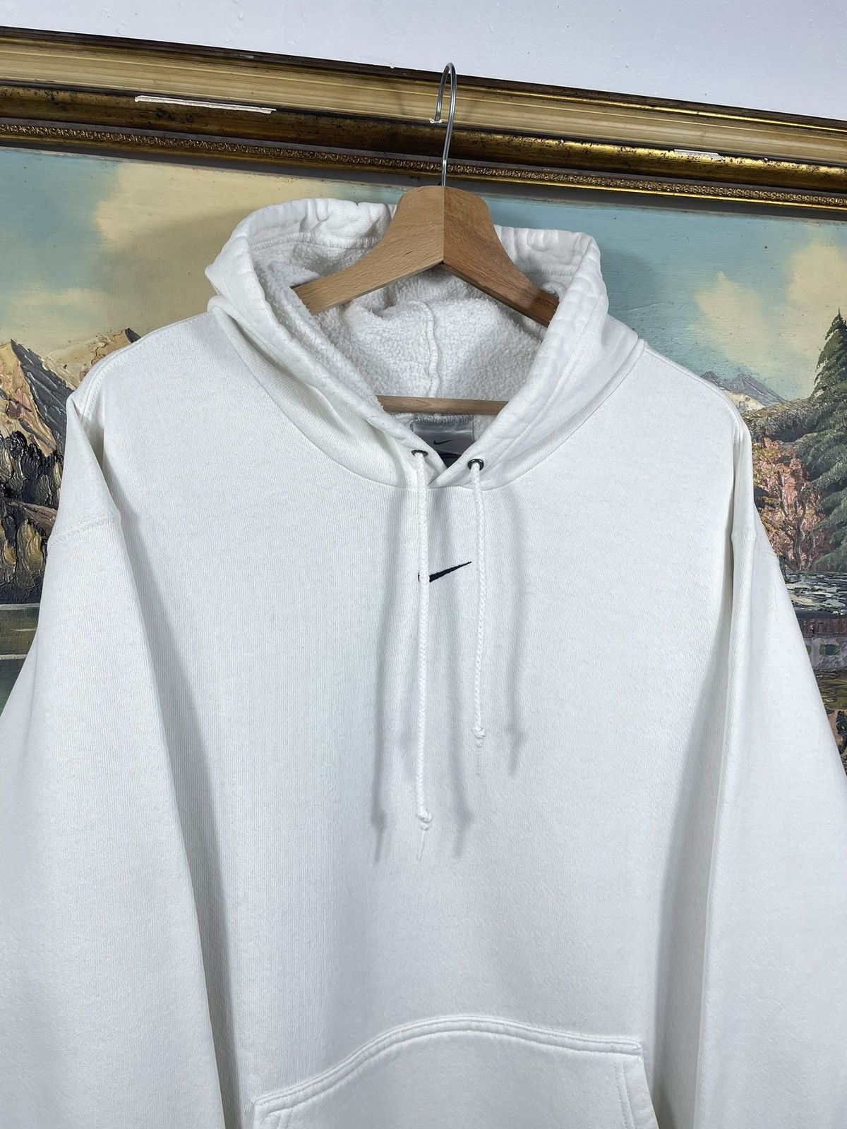 Nike × Vintage White Retro 90s Hoodie Nike Baggy Loose Oversize Vtg Size US L / EU 52-54 / 3 - 6 Thumbnail