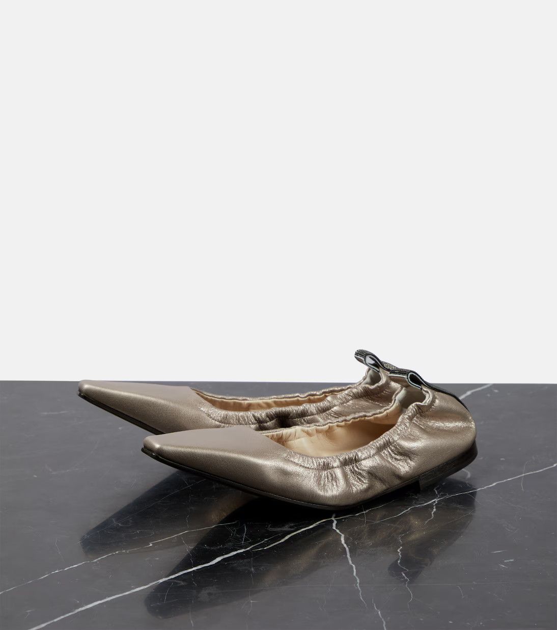 Brunello Cucinelli o1y0725 Ballet Flats in Platinum Size US 7 / IT 37 - 3 Thumbnail