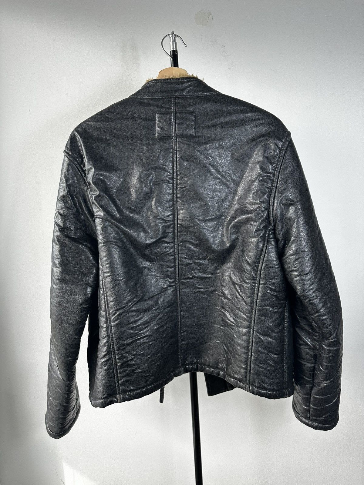 Emporio Armani Armani Jeans Faux Leather Shearling Bomber Jacket Black Fur Size US L / EU 52-54 / 3 - 8 Thumbnail