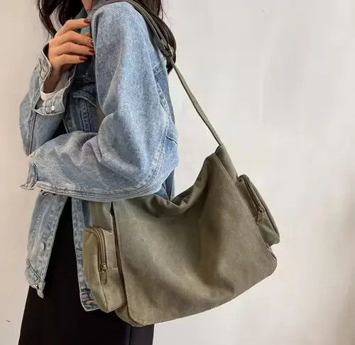 VIBE Streetwear Capacity Canvas Crossbody Shoulder Bag Size ONE SIZE - 6 Thumbnail