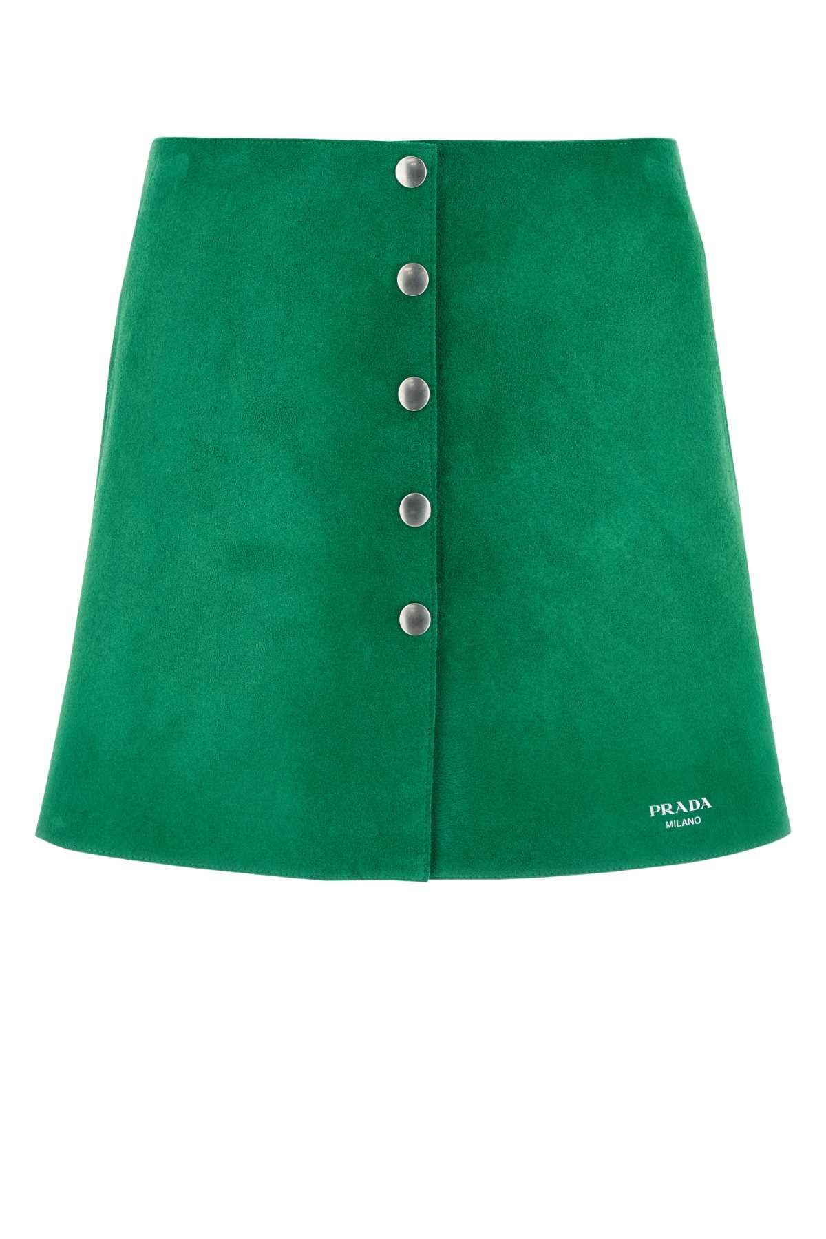 Prada Grass Green Suede Mini Skirt Size 28" / US 6 / IT 42 - 1 Thumbnail