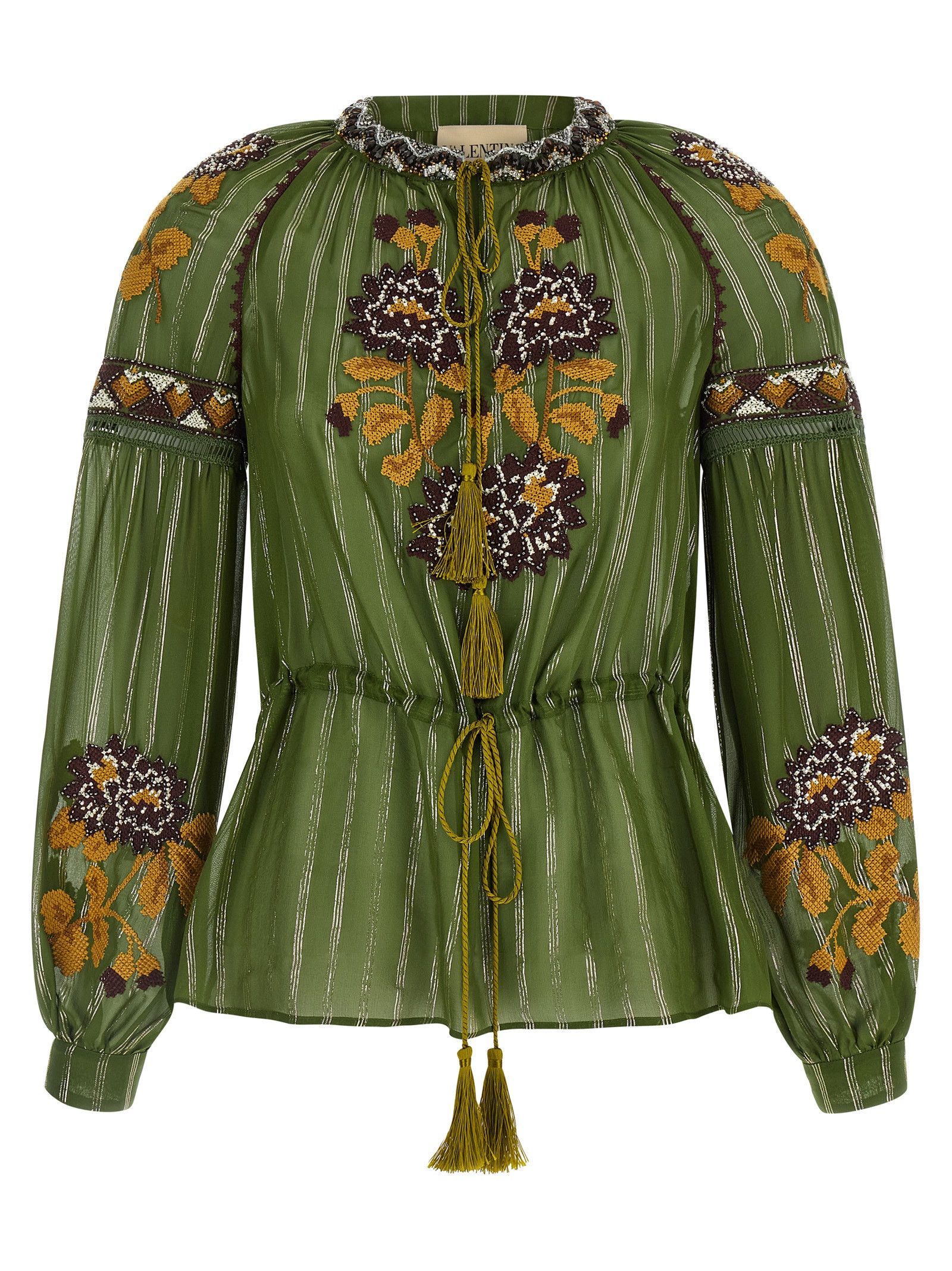 Valentino Valentino Garavani Embroidered Lurex Silk Shirt Size M / US 6-8 / IT 42-44 - 1 Thumbnail