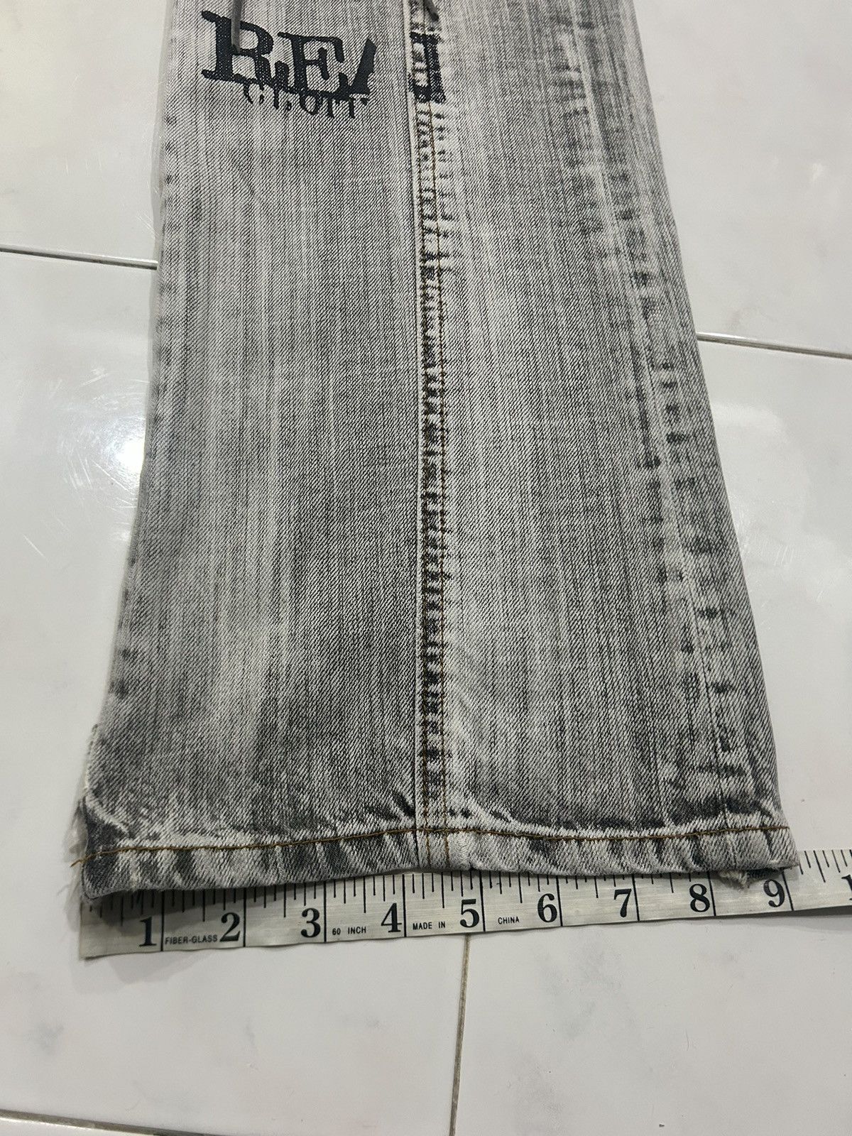 If Six Was Nine Vintage Japanese Mudwash Trashed Printed Faded Flared Jeans Size US 33 - 19 Thumbnail