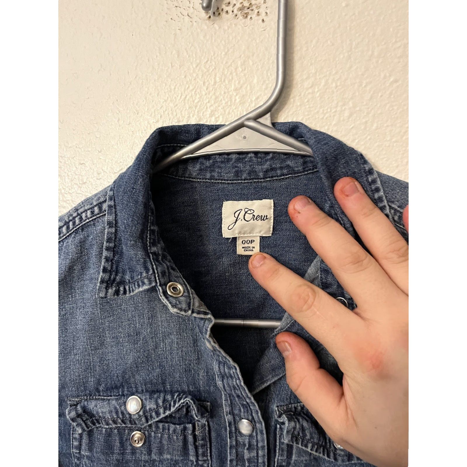 J.Crew J.CREW Shirt Womens 00P Blue Denim Western Pearl Snap Button-Up Casual Size XXS / US 00 / IT 34 - 2 Thumbnail