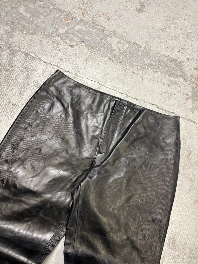 Roberto Cavalli Roberto Cavalli Black Leather Embroidered Pants Size US 34 / EU 50 - 5 Thumbnail