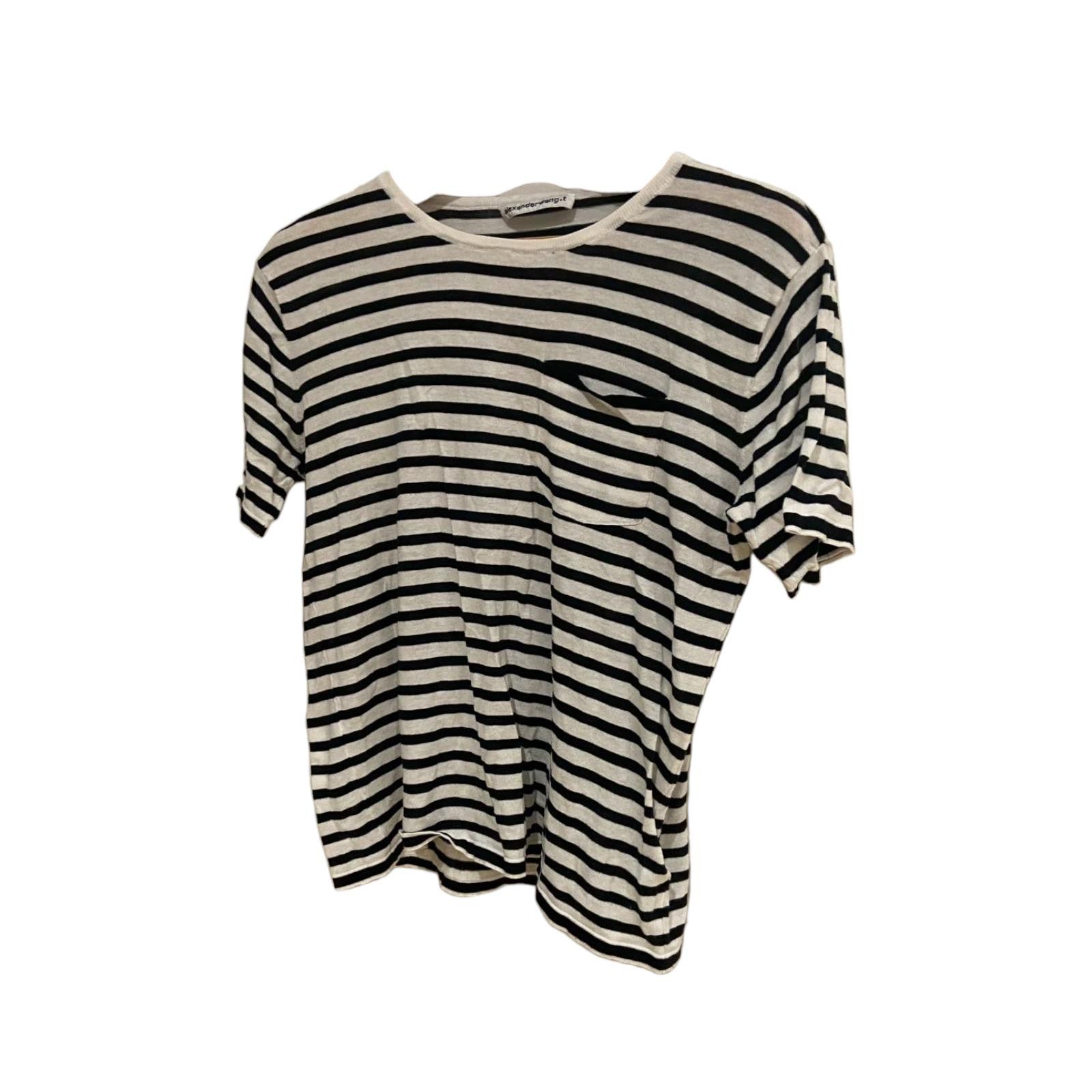 Alexander Wang Alexander Wang T-shirt black/white striped vicose Size S / US 4 / IT 40 - 6 Thumbnail