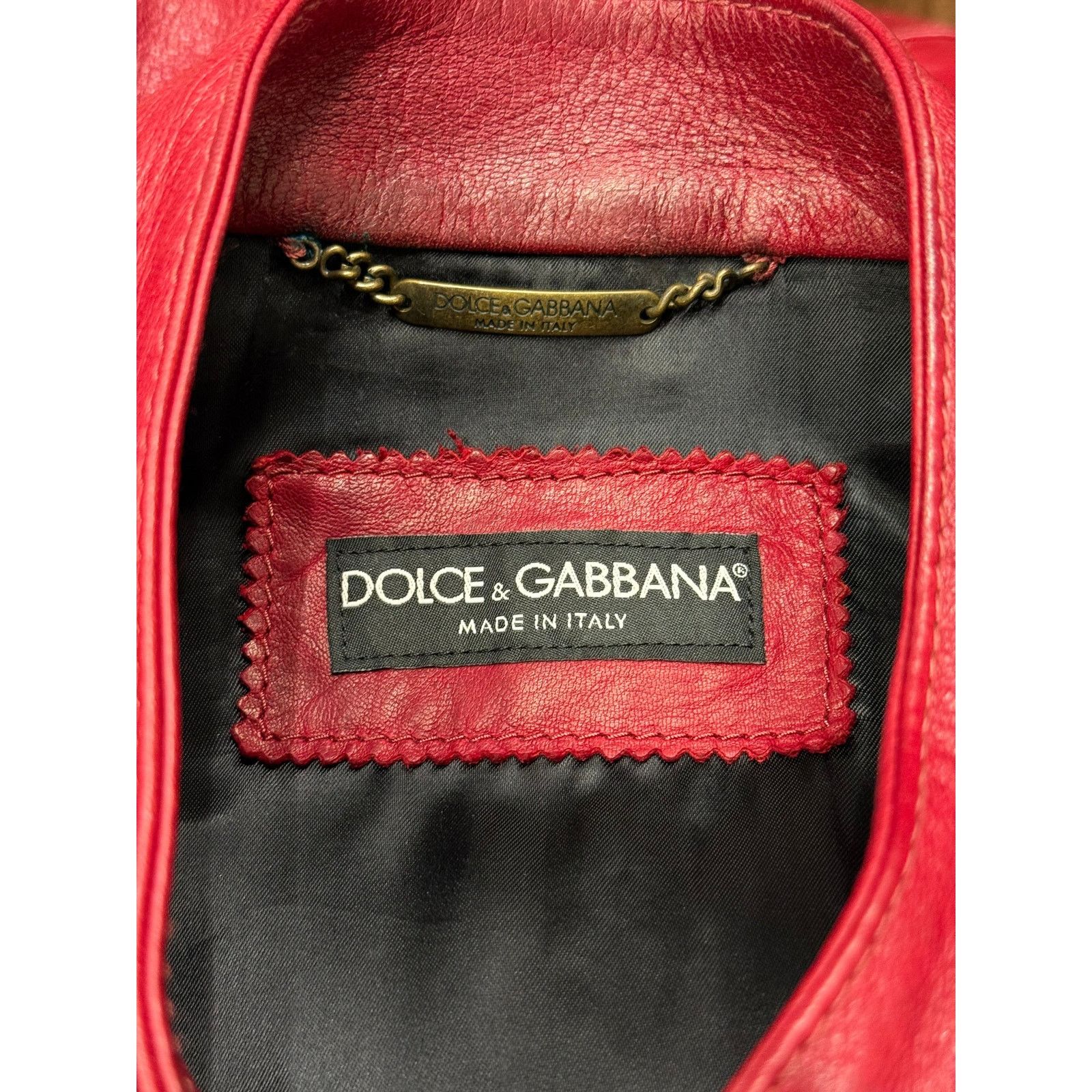 Dolce & Gabbana 2010s Dolce & Gabbana moto red leather jacket Size US M / EU 48-50 / 2 - 8 Thumbnail