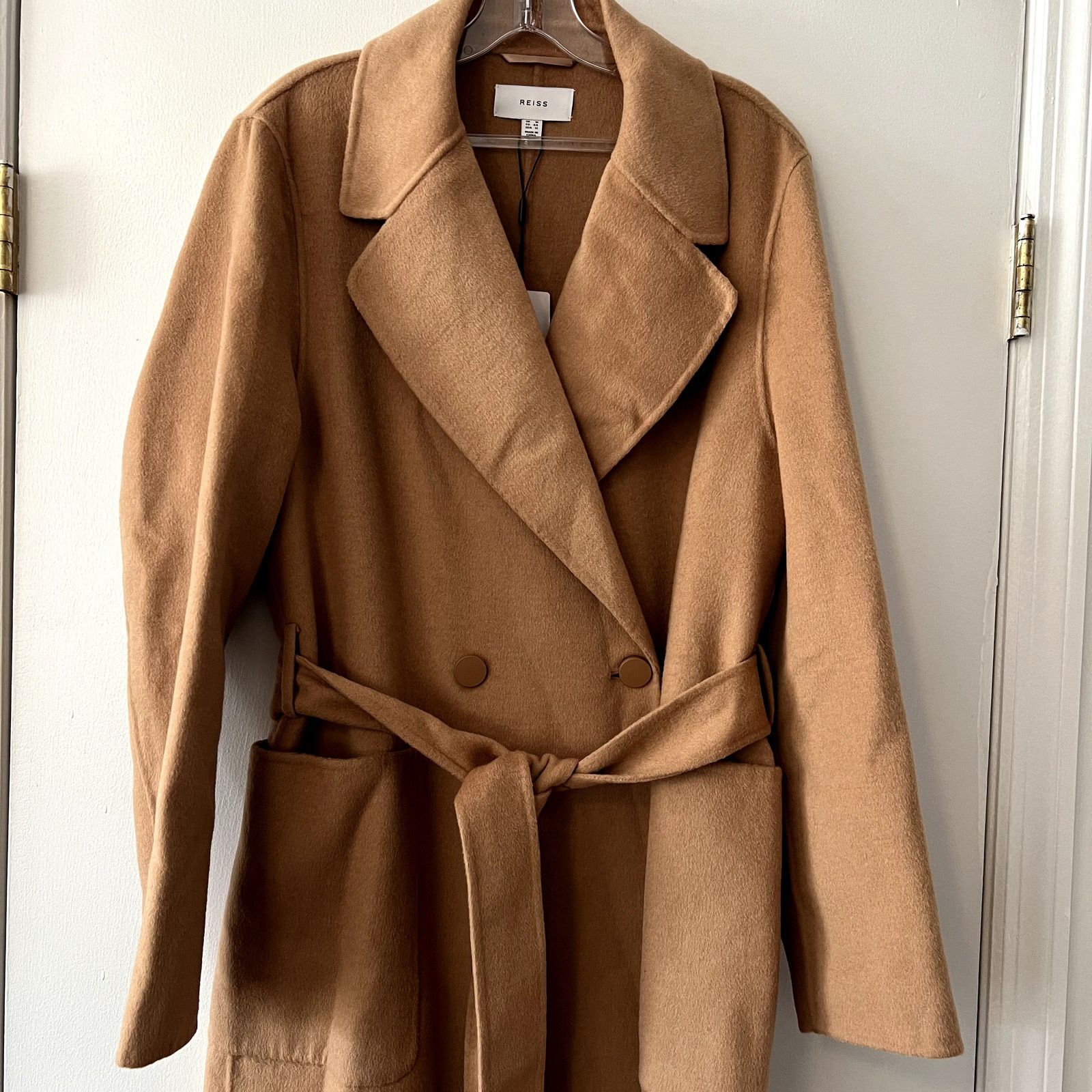 Reiss Reiss Lucia Double-Breasted Wool-Blend Coat in Camel Size XL / US 12-14 / IT 48-50 - 6 Thumbnail