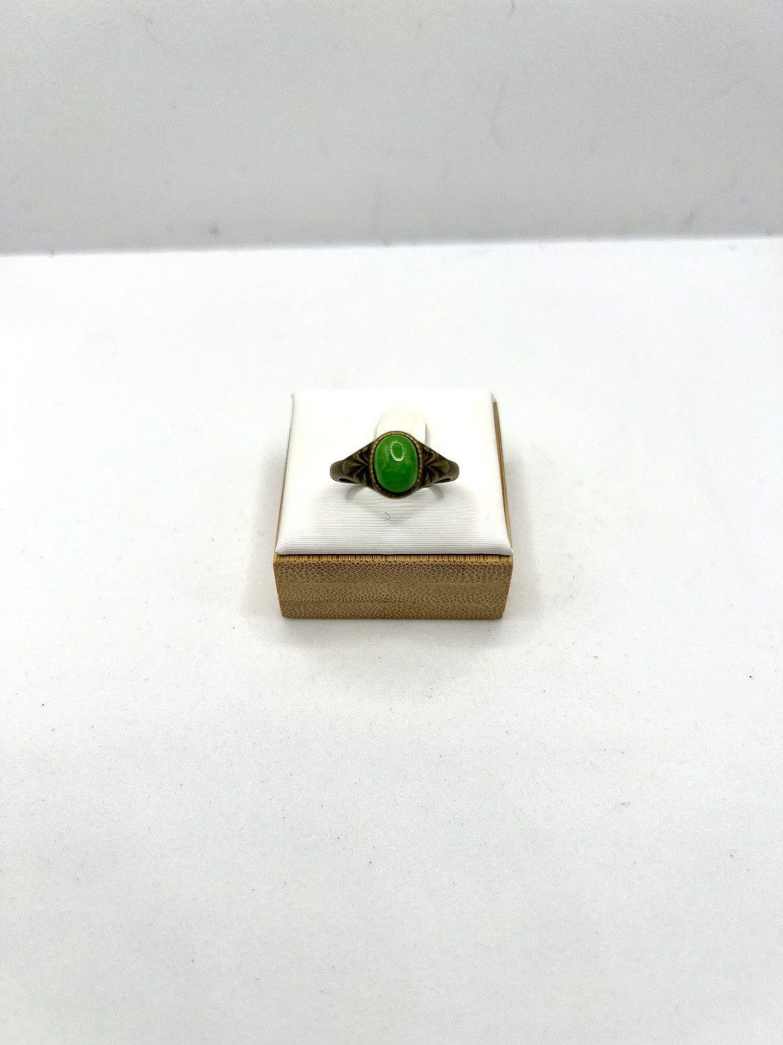 Handmade Green Jade bronze ring - size 6 Size ONE SIZE - 1 Thumbnail