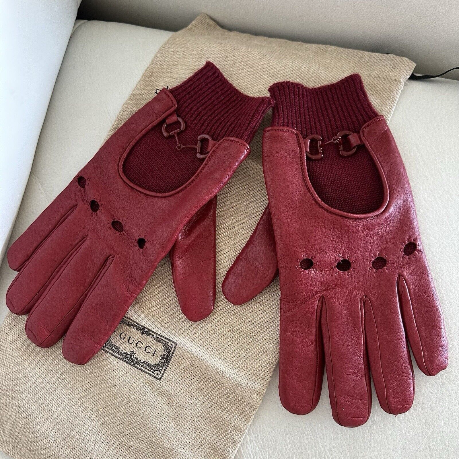 Gucci New Gucci Leather Gloves Red Size M 100% Authentic Size ONE SIZE - 2 Thumbnail