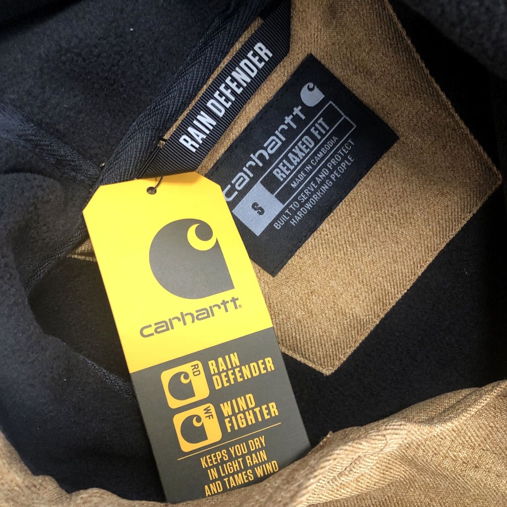Carhartt Carhartt Rain Defender Relaxed Fit Heavyweight Hooded Shirt Jacket Small Brown Mens Jacket Size US S / EU 44-46 / 1 - 6 Thumbnail