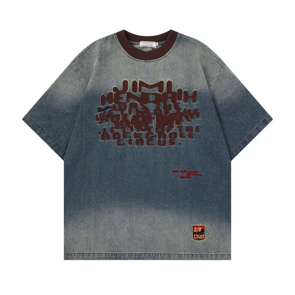 Vintage Gradient Washed Distressed Denim T-Shirt for Men Size US M / EU 48-50 / 2 - 1 Thumbnail