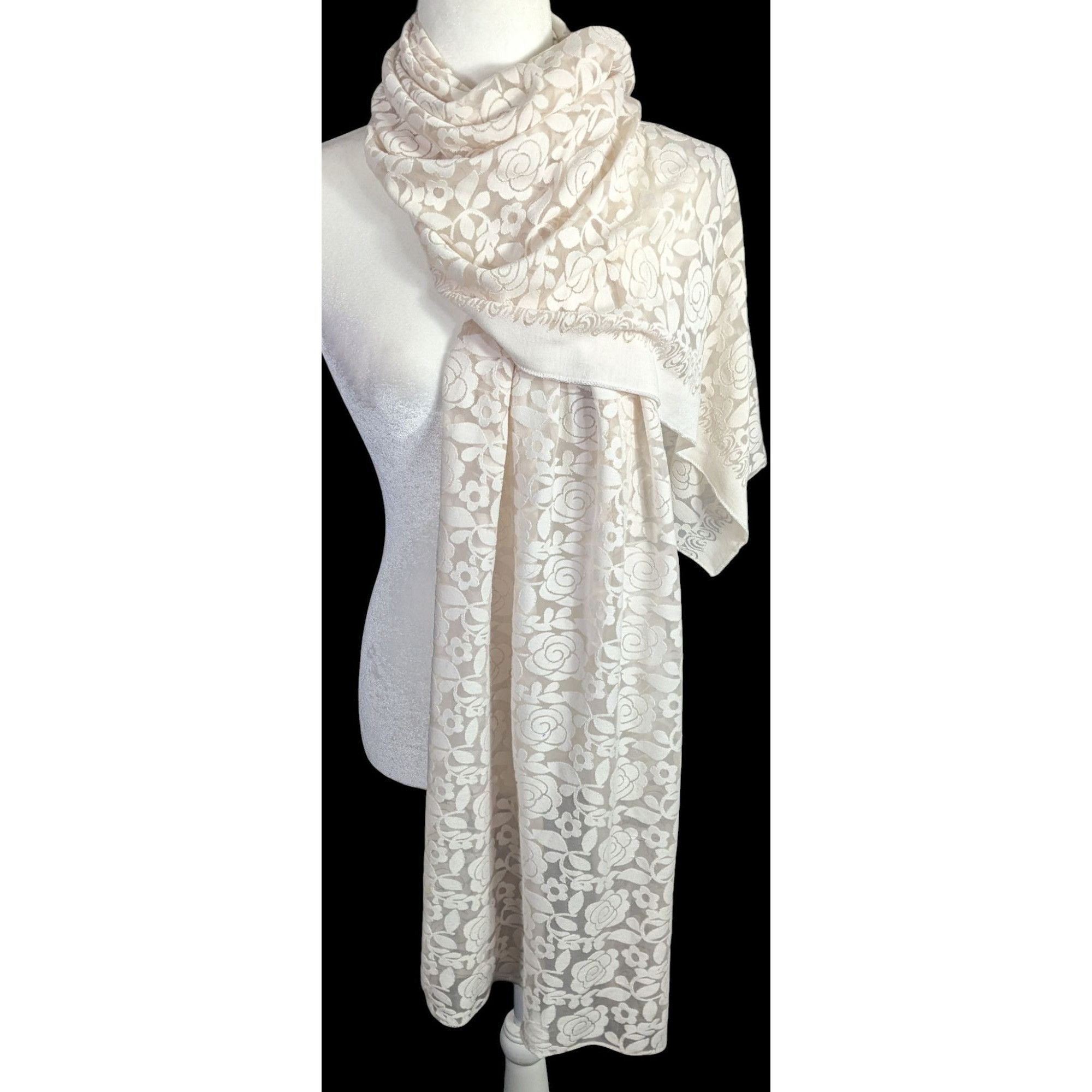 Other Alshal Floral Lace Scarf With Rhinestone Applique Accent 72x Size ONE SIZE - 1 Thumbnail