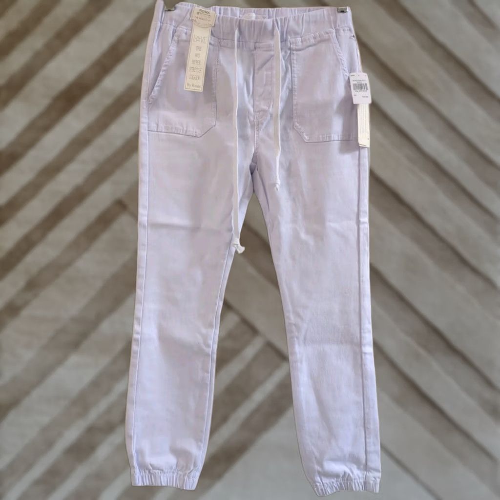 Vintage Roma Jogger Pants White S Regular Women NWT Drawstring Waist Hyper Stretch Size 28" / US 6 / IT 42 - 1 Thumbnail