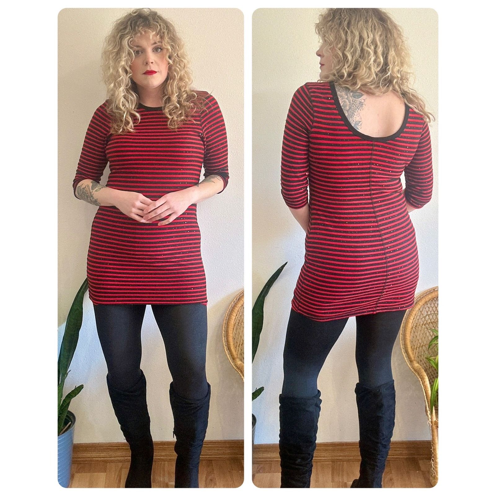 Express Express Stripe Scoop Back Sequin T-Shirt Dress size Large Size L / US 10 / IT 46 - 2 Thumbnail