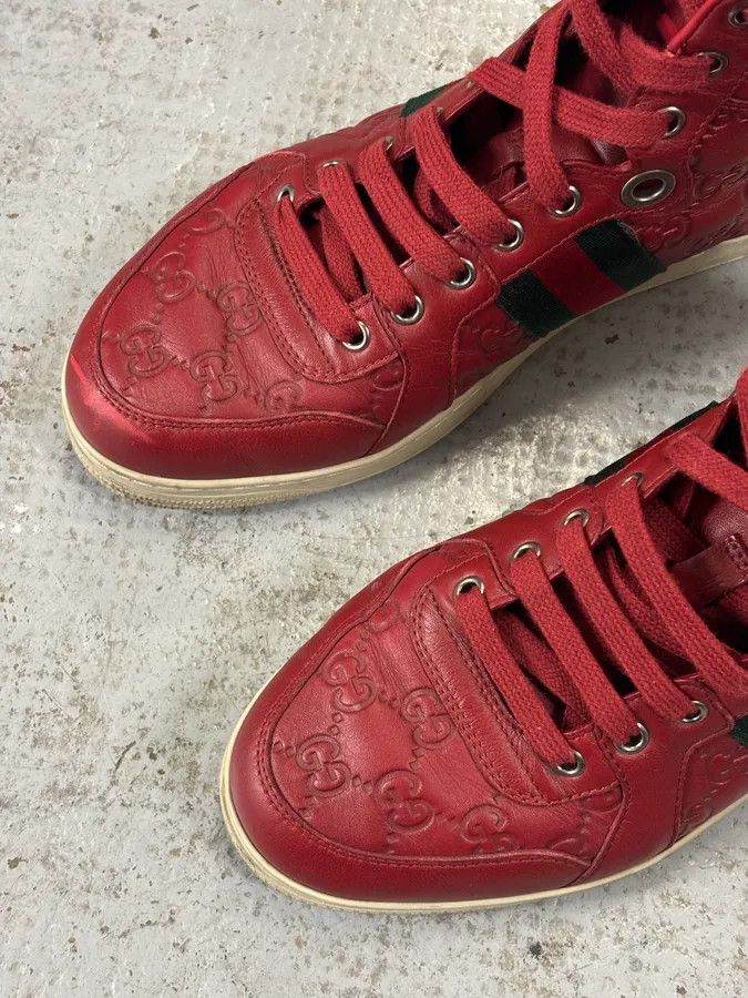 Gucci Gucci Red Leather GG Monogram High Sneakers Size US 7.5 / EU 40-41 - 7 Thumbnail